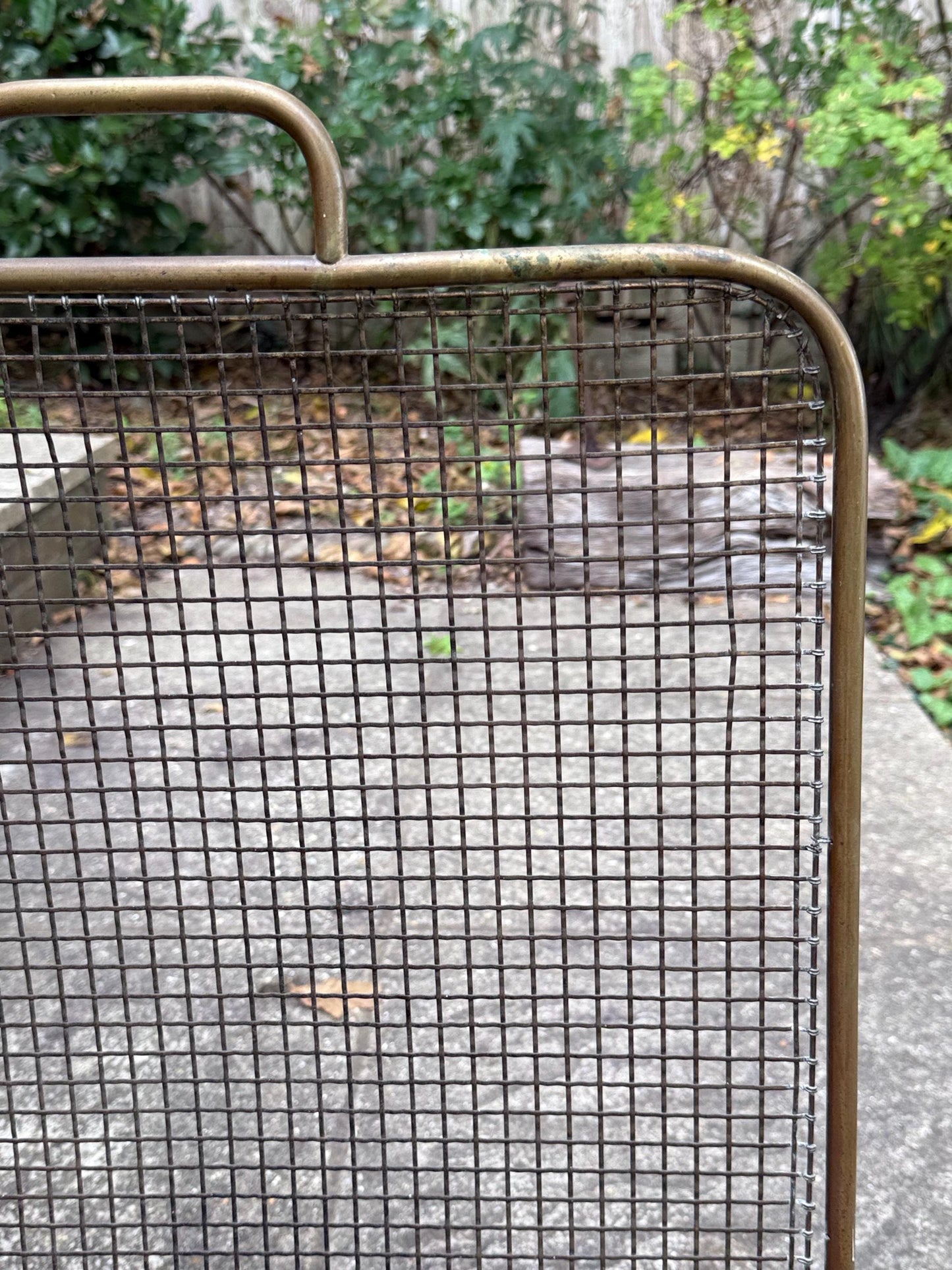 Antique brass mesh fire screen, spark guard, vintage fire screen - small fire screen, spark guar