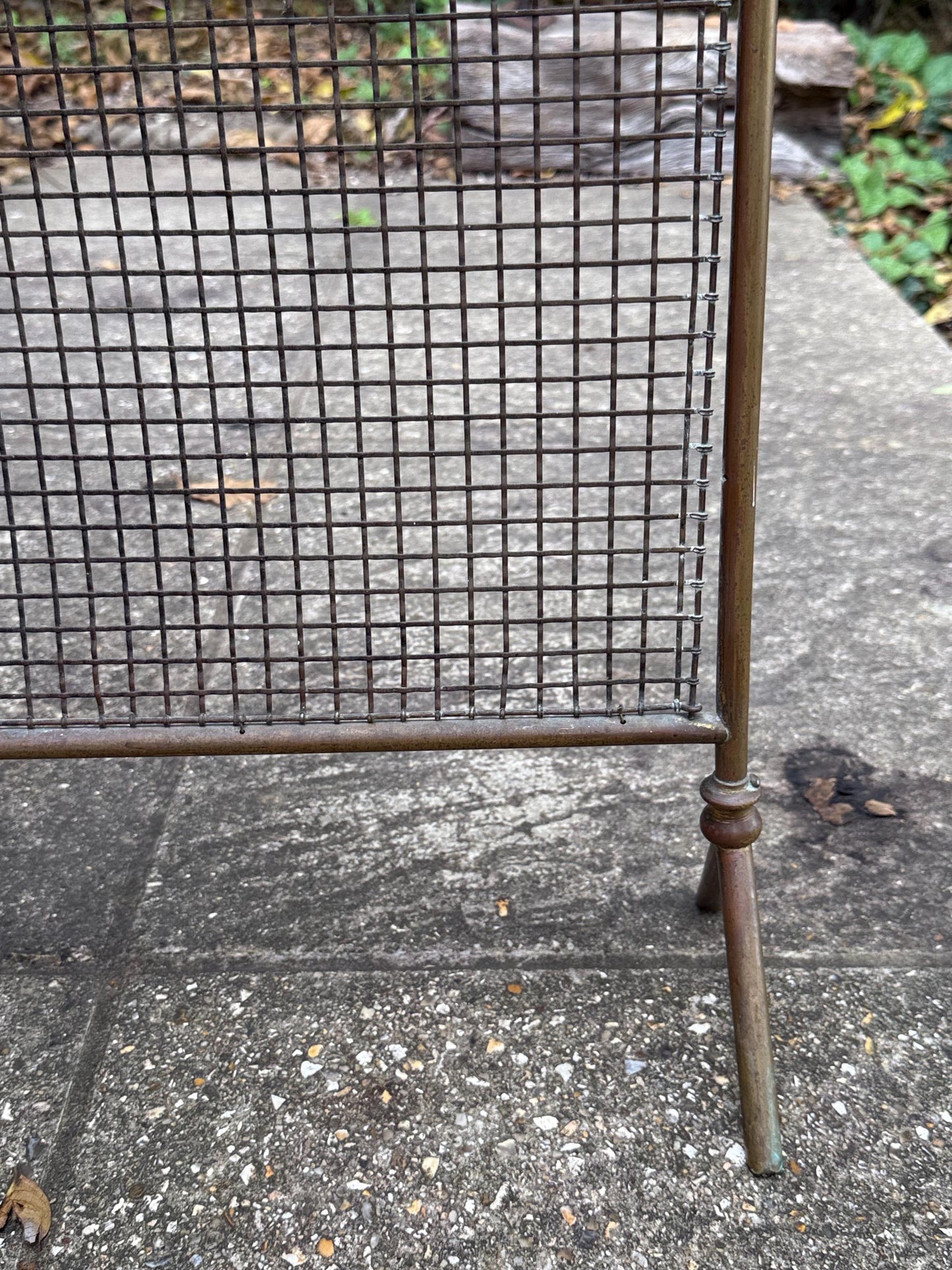 Antique brass mesh fire screen, spark guard, vintage fire screen - small fire screen, spark guar