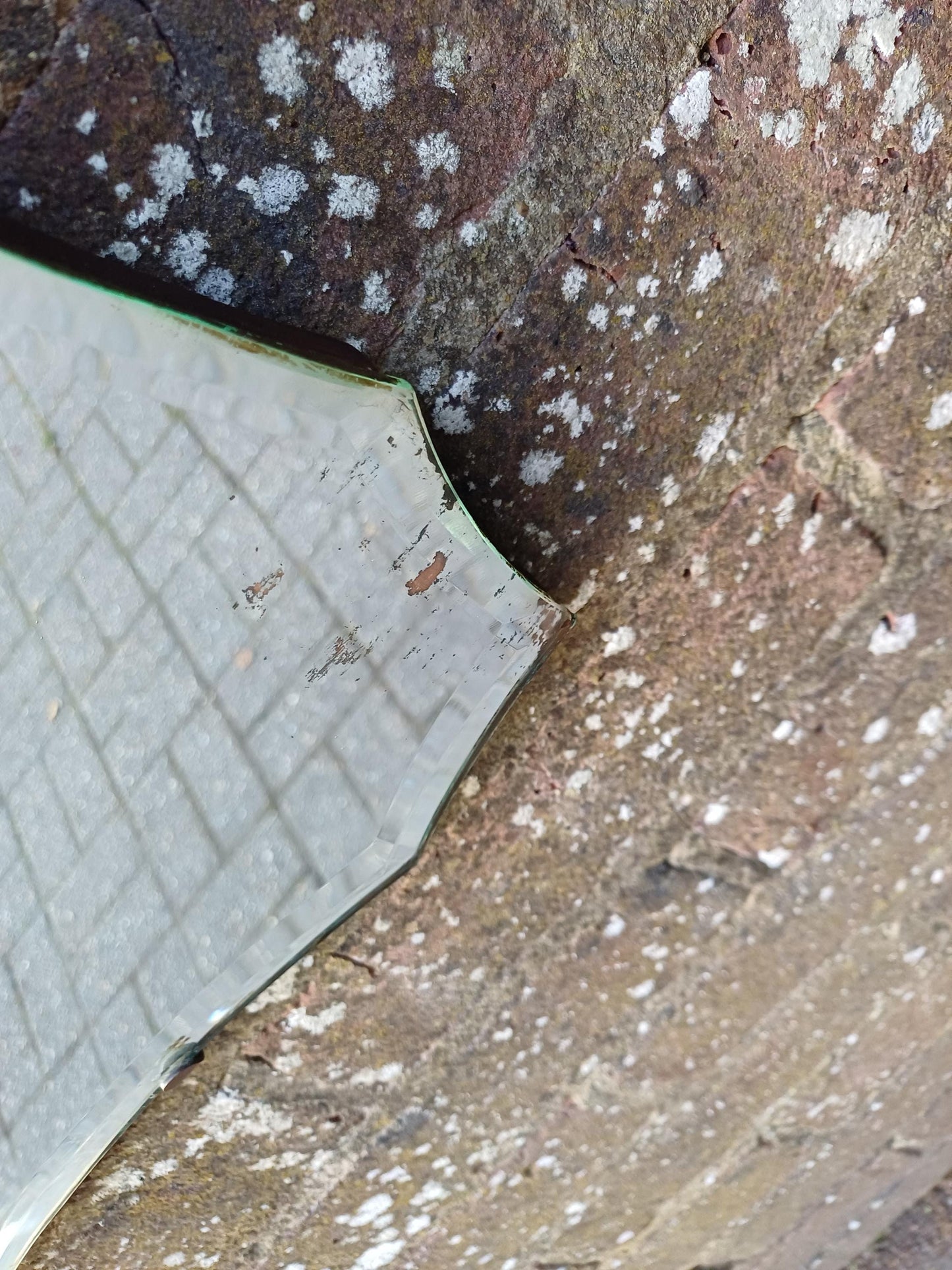 Original 1930s/50s Art Deco Frameless Wall Mirror, Vintage Bevelled Glass Mirror with Chain, Authentic Retro Mid-Century Style