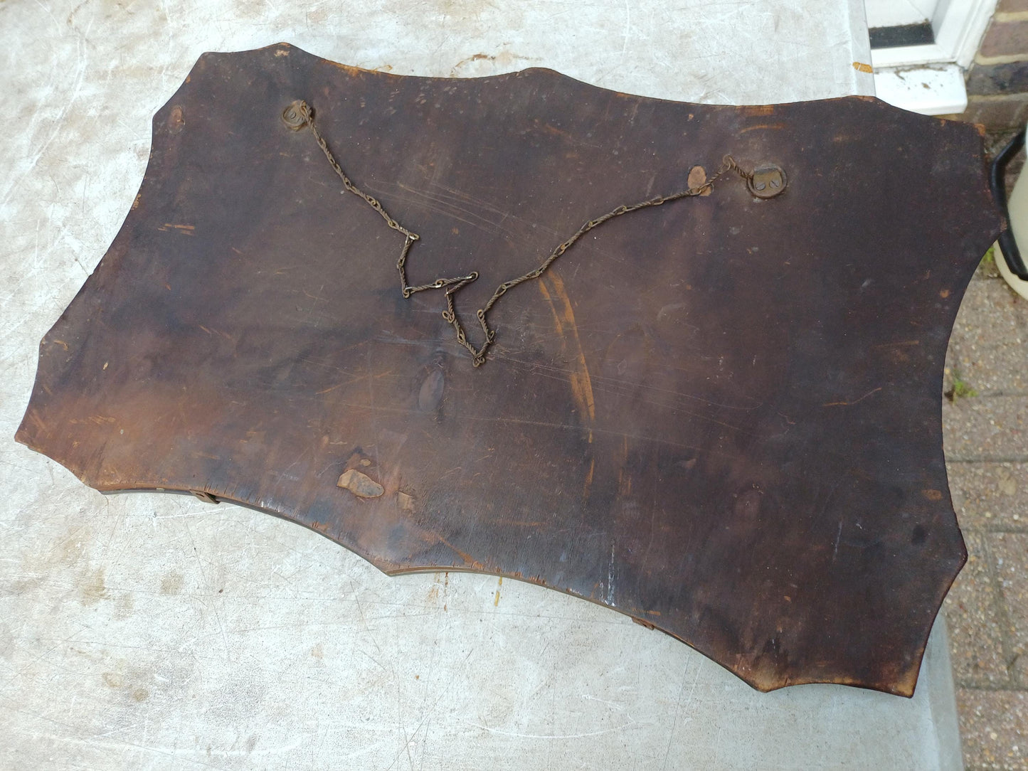 Original 1930s/50s Art Deco Frameless Wall Mirror, Vintage Bevelled Glass Mirror with Chain, Authentic Retro Mid-Century Style