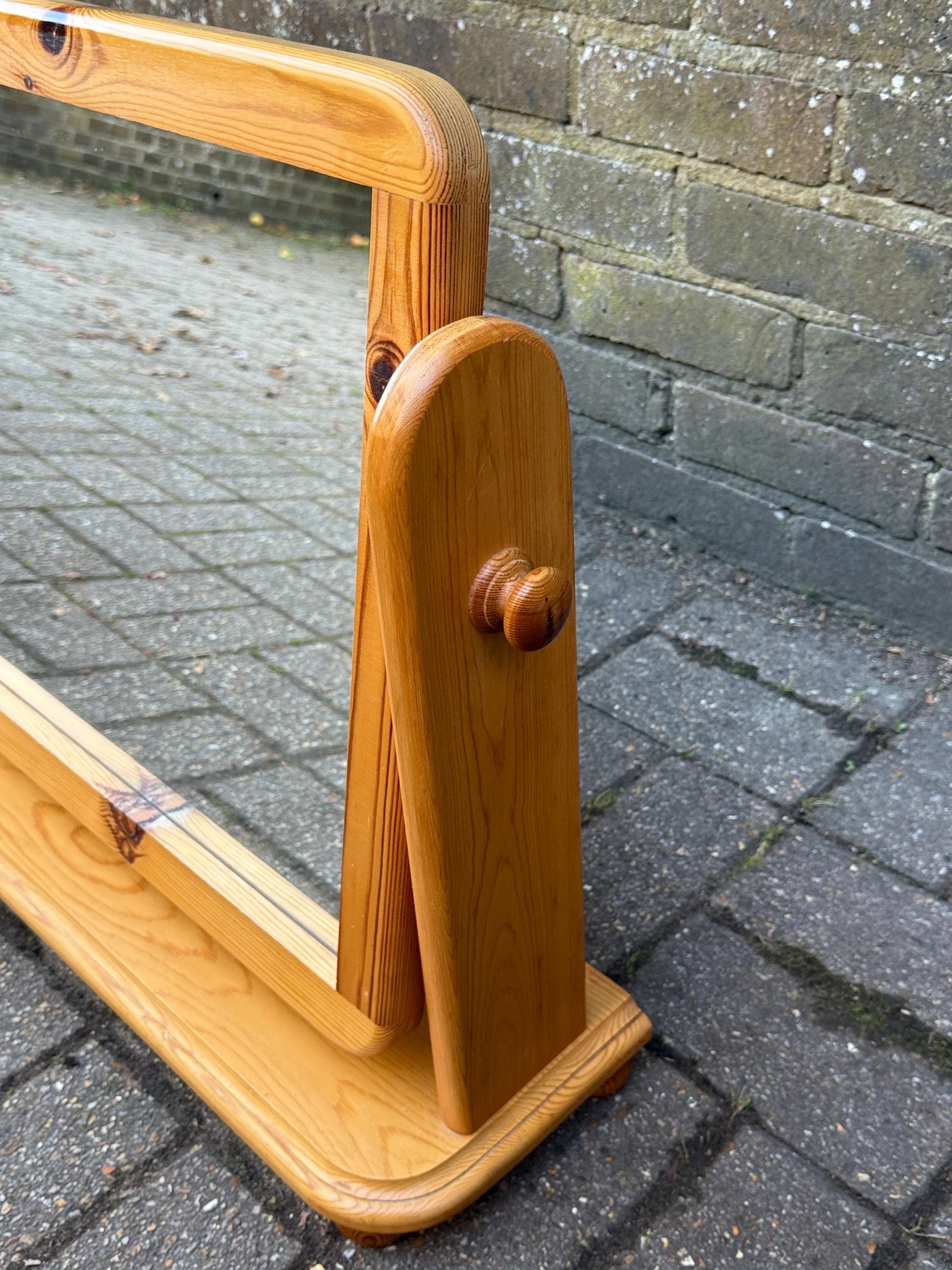 Large and Wide Vintage Pine Dressing Table Mirror, 1980s Scandi Country Vanity Mirror, Rustic Mirror Solid Pine, Retro Decor