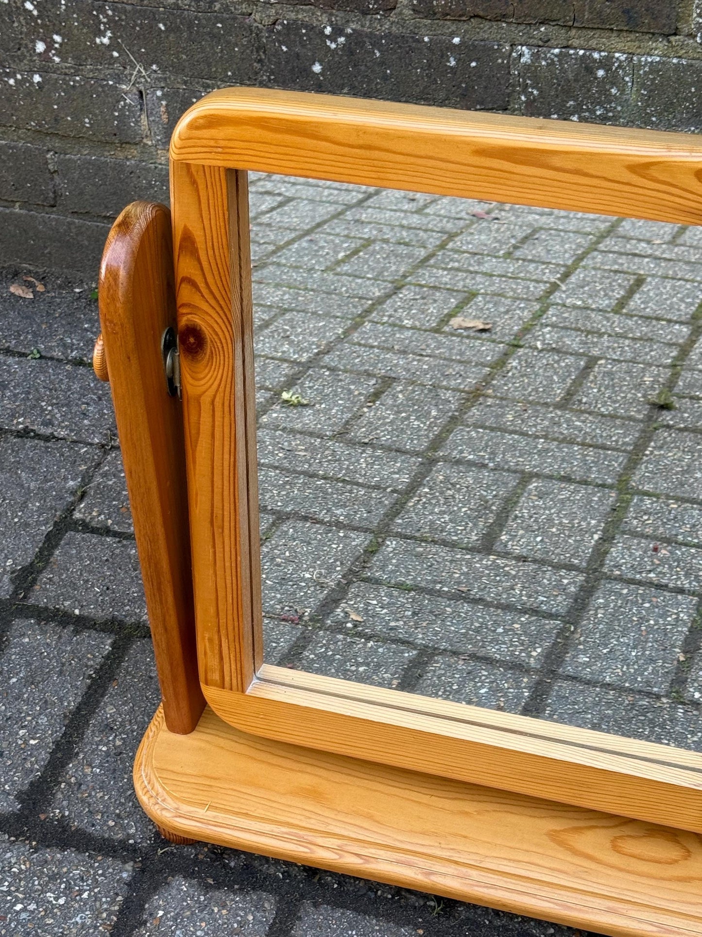 Large and Wide Vintage Pine Dressing Table Mirror, 1980s Scandi Country Vanity Mirror, Rustic Mirror Solid Pine, Retro Decor