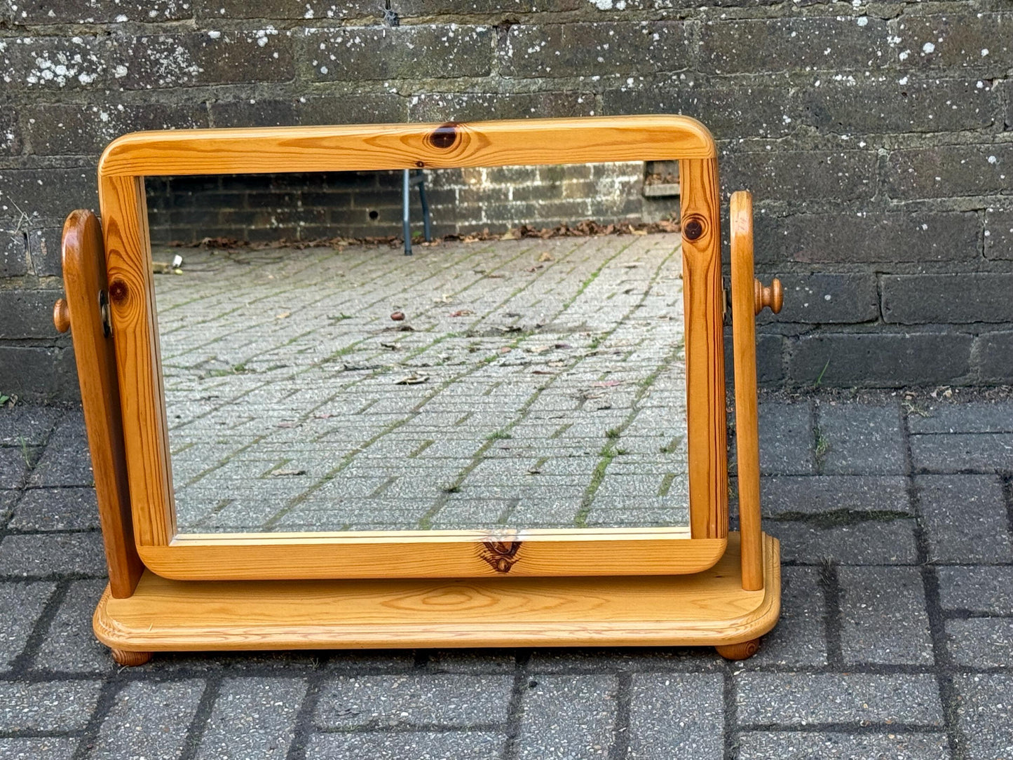 Large and Wide Vintage Pine Dressing Table Mirror, 1980s Scandi Country Vanity Mirror, Rustic Mirror Solid Pine, Retro Decor