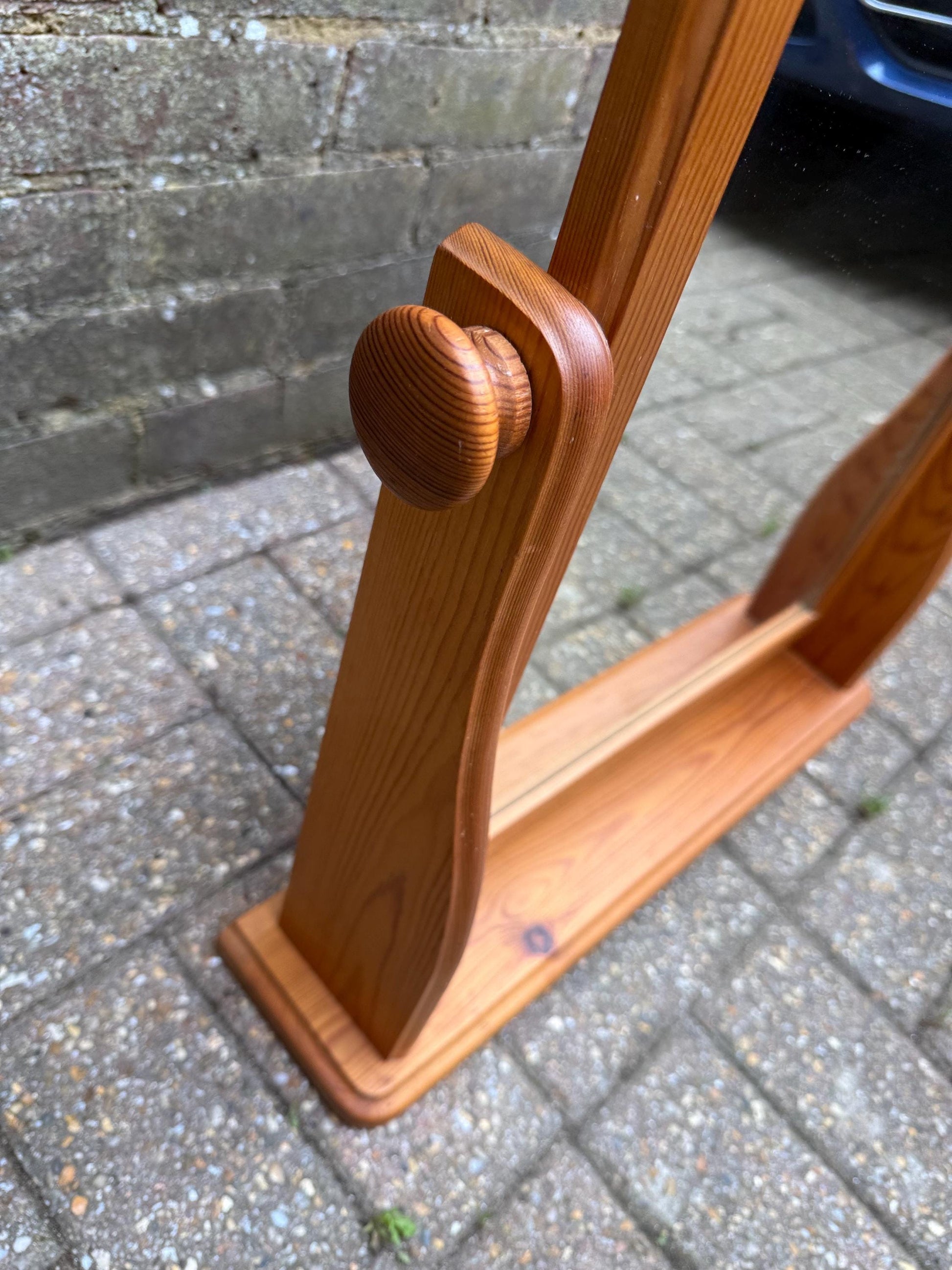 Vintage 1980s Pine Swivel Vanity Mirror, Solid Wood Dressing Table Mirror, English Country Farmhouse Style, Natural Pine Rustic Décor