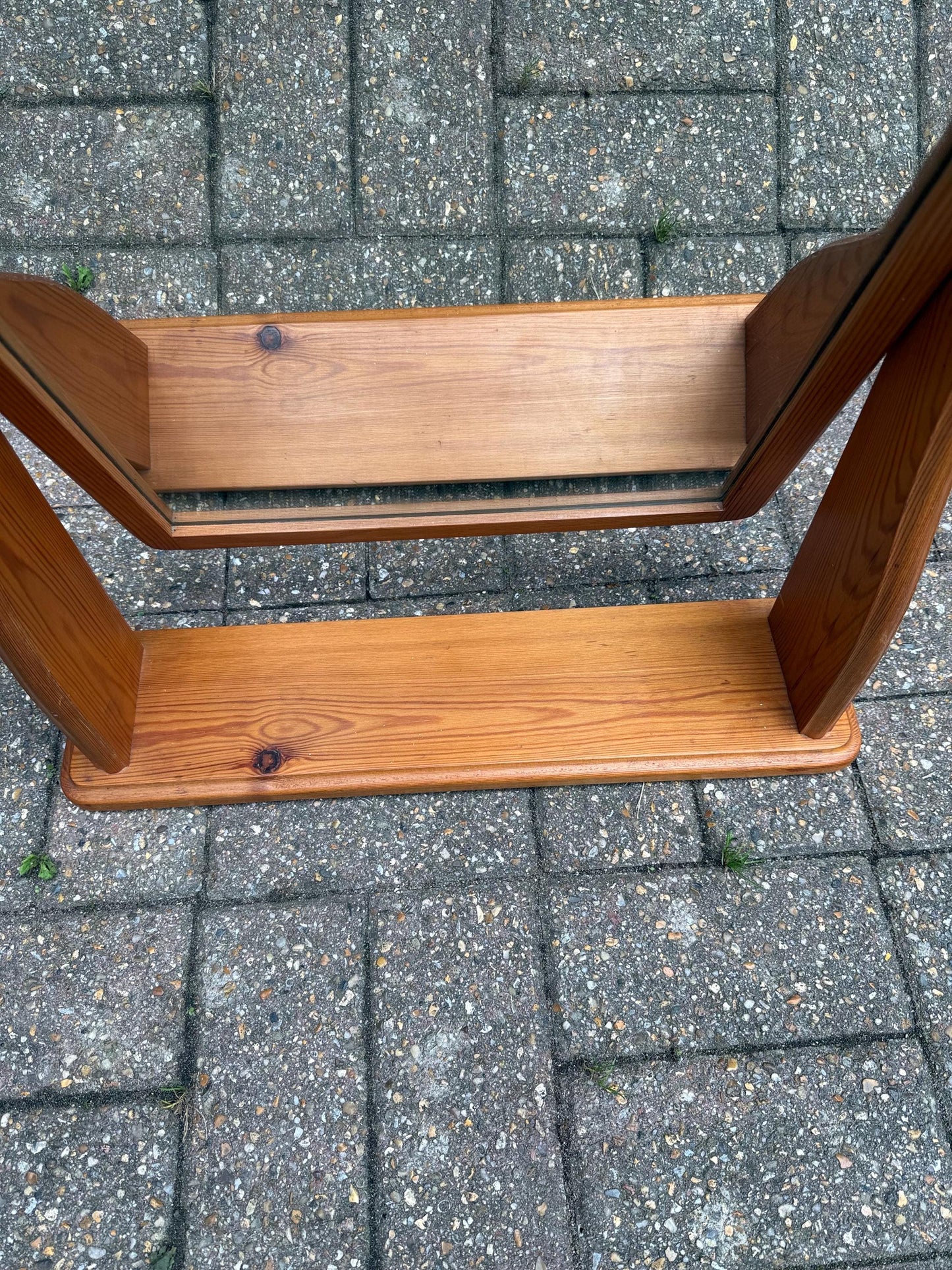 Vintage 1980s Pine Swivel Vanity Mirror, Solid Wood Dressing Table Mirror, English Country Farmhouse Style, Natural Pine Rustic Décor