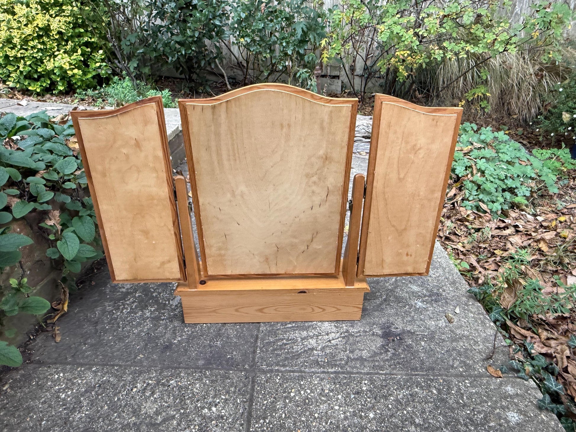 Vintage Pine Triple Vanity Mirror with Drawer – 1980s Country Cottage Dressing Table Mirror, quality vaniuty mirror with drawer
