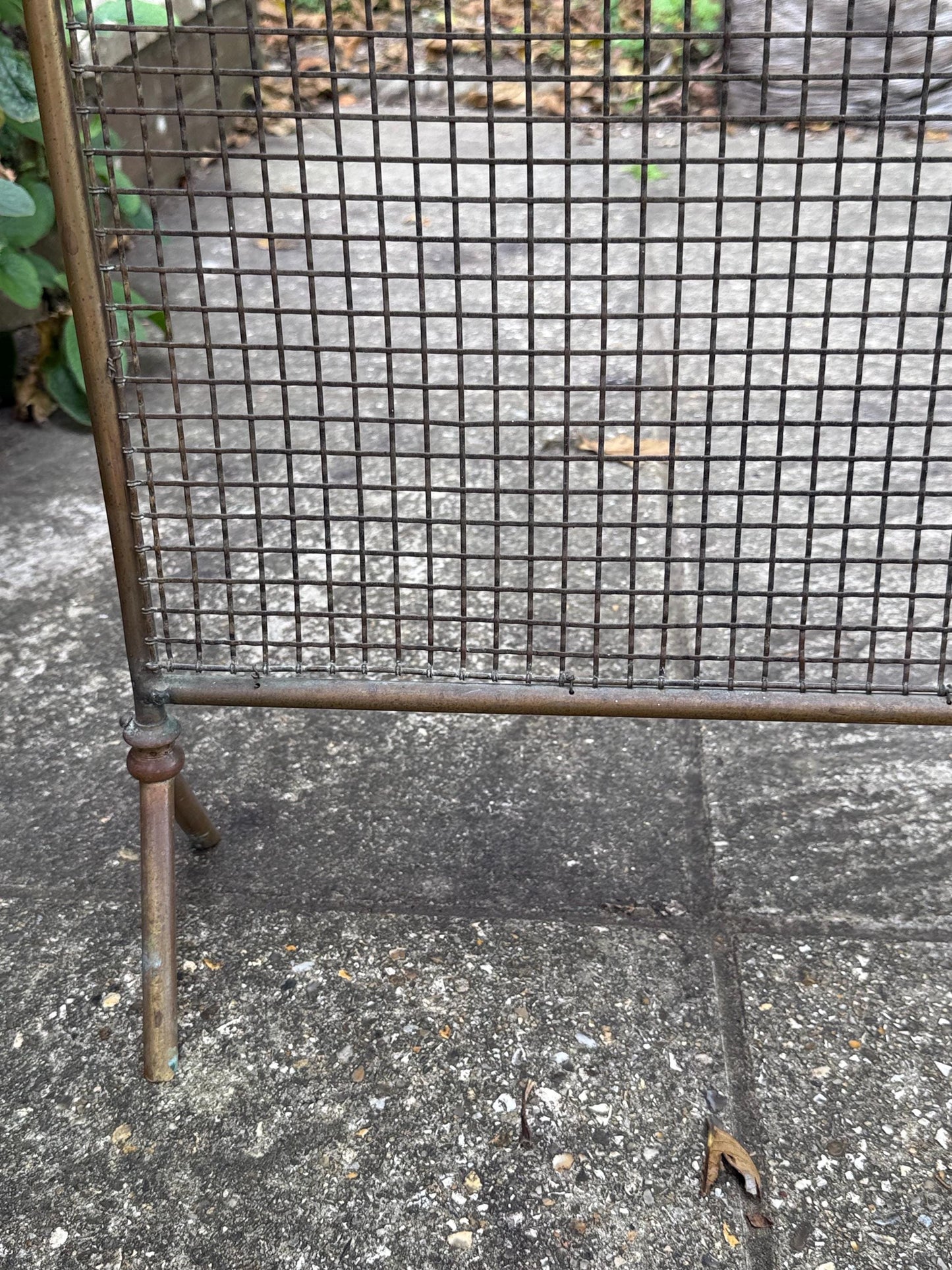 Antique brass mesh fire screen, spark guard, vintage fire screen - small fire screen, spark guar