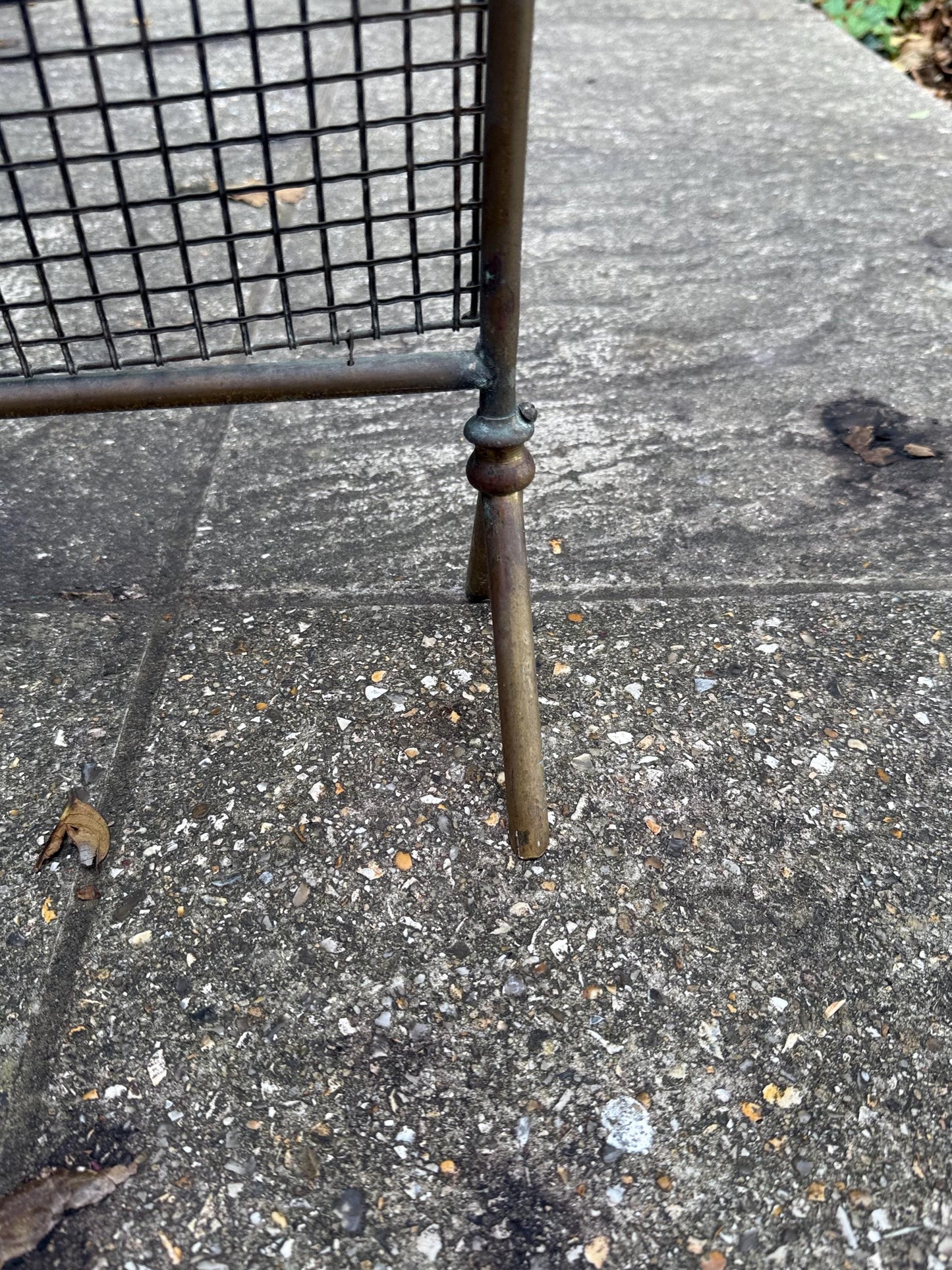 Antique brass mesh fire screen, spark guard, vintage fire screen - small fire screen, spark guar