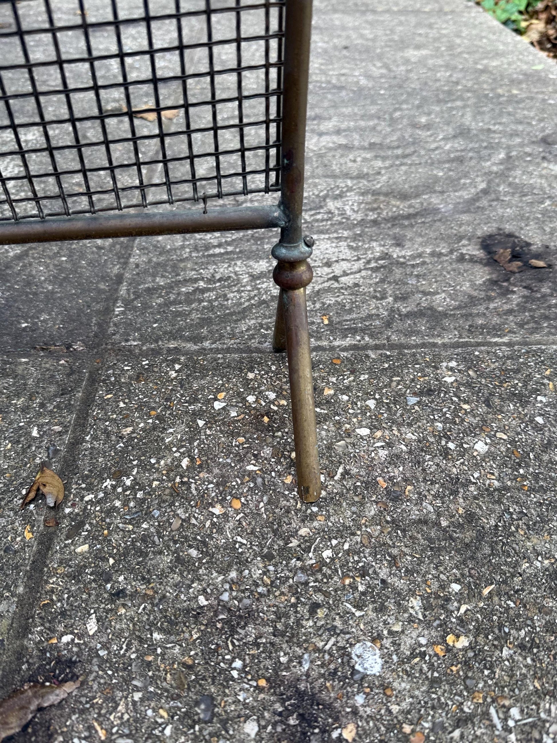 Antique brass mesh fire screen, spark guard, vintage fire screen - small fire screen, spark guar