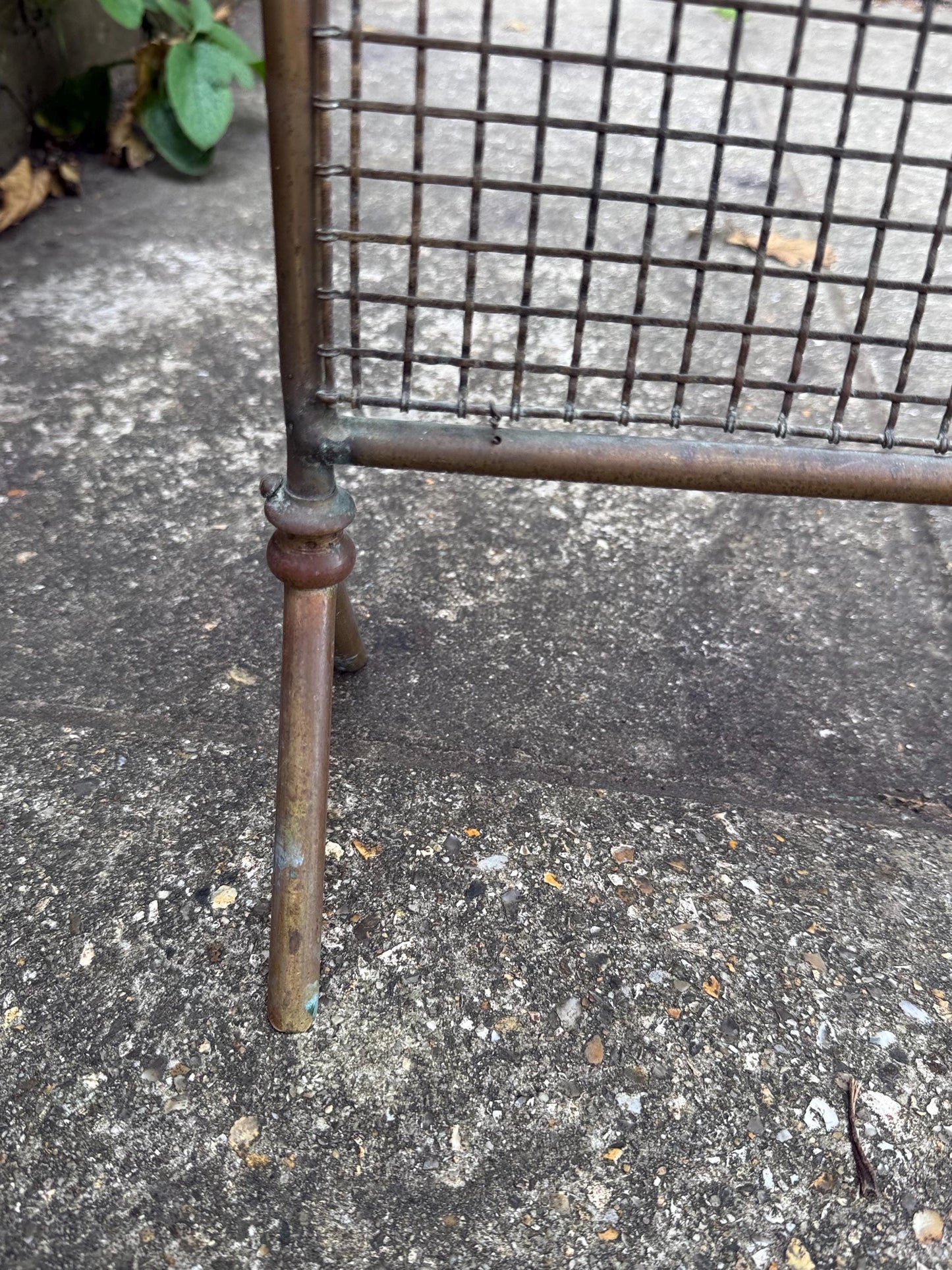 Antique brass mesh fire screen, spark guard, vintage fire screen - small fire screen, spark guar