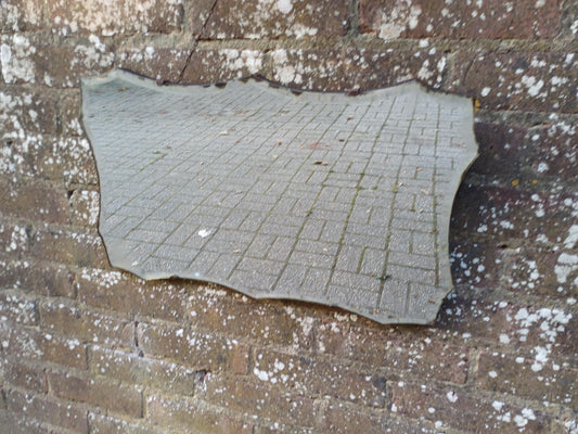 Original 1930s/50s Art Deco Frameless Wall Mirror, Vintage Bevelled Glass Mirror with Chain, Authentic Retro Mid-Century Style