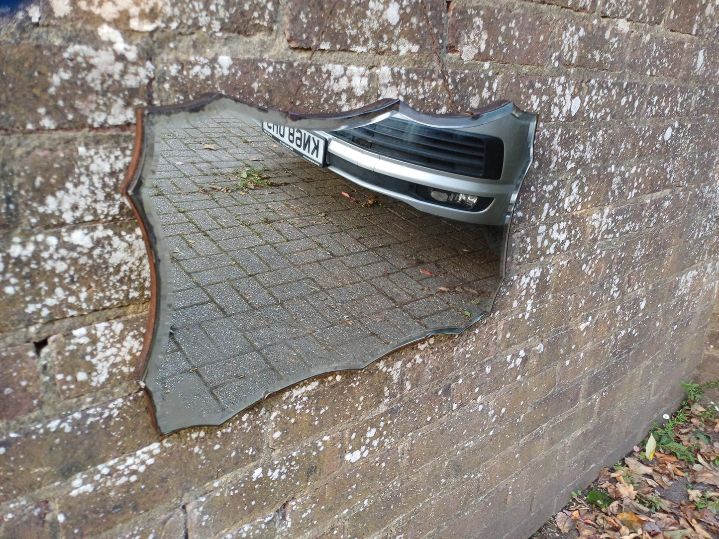 Original 1930s/50s Art Deco Frameless Wall Mirror, Vintage Bevelled Glass Mirror with Chain, Authentic Retro Mid-Century Style
