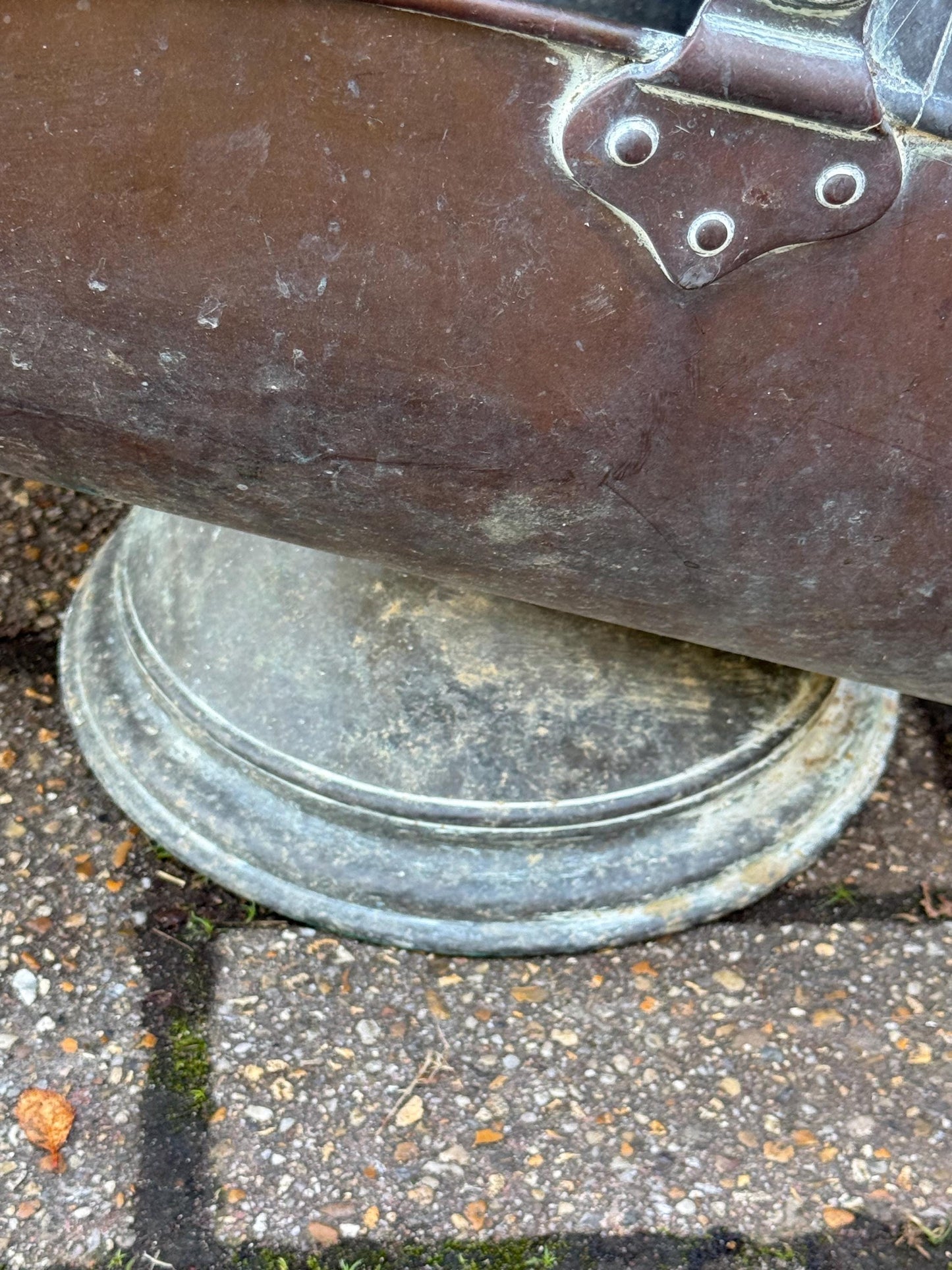 Antique Victorian Copper Coal Scuttle with Brass Handles – 19th Century English Fireside Bucket / Vintage Patinated Copper Planter