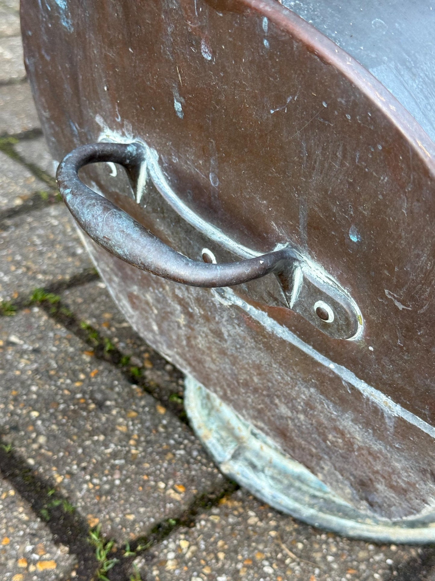 Antique Victorian Copper Coal Scuttle with Brass Handles – 19th Century English Fireside Bucket / Vintage Patinated Copper Planter