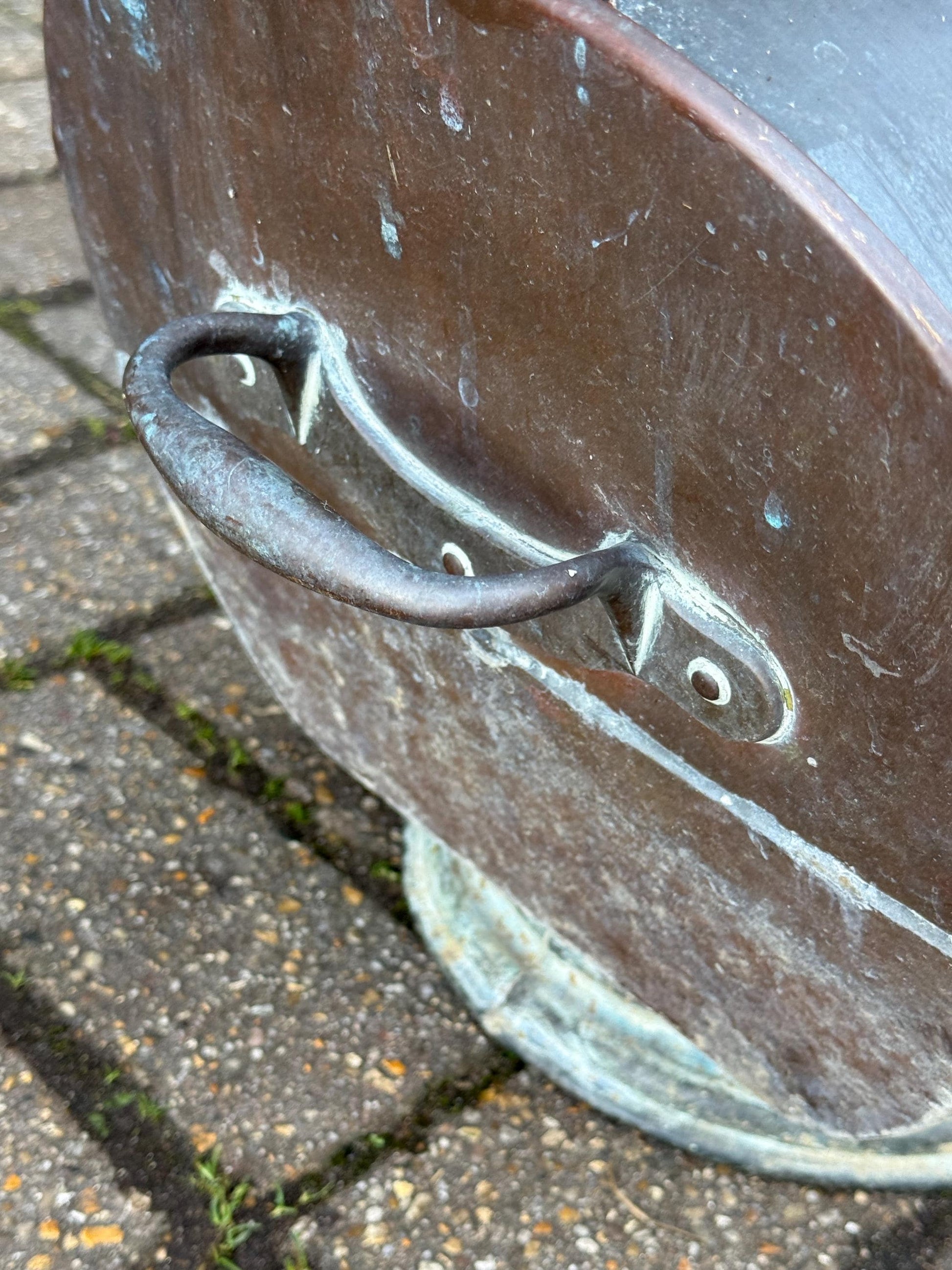 Antique Victorian Copper Coal Scuttle with Brass Handles – 19th Century English Fireside Bucket / Vintage Patinated Copper Planter