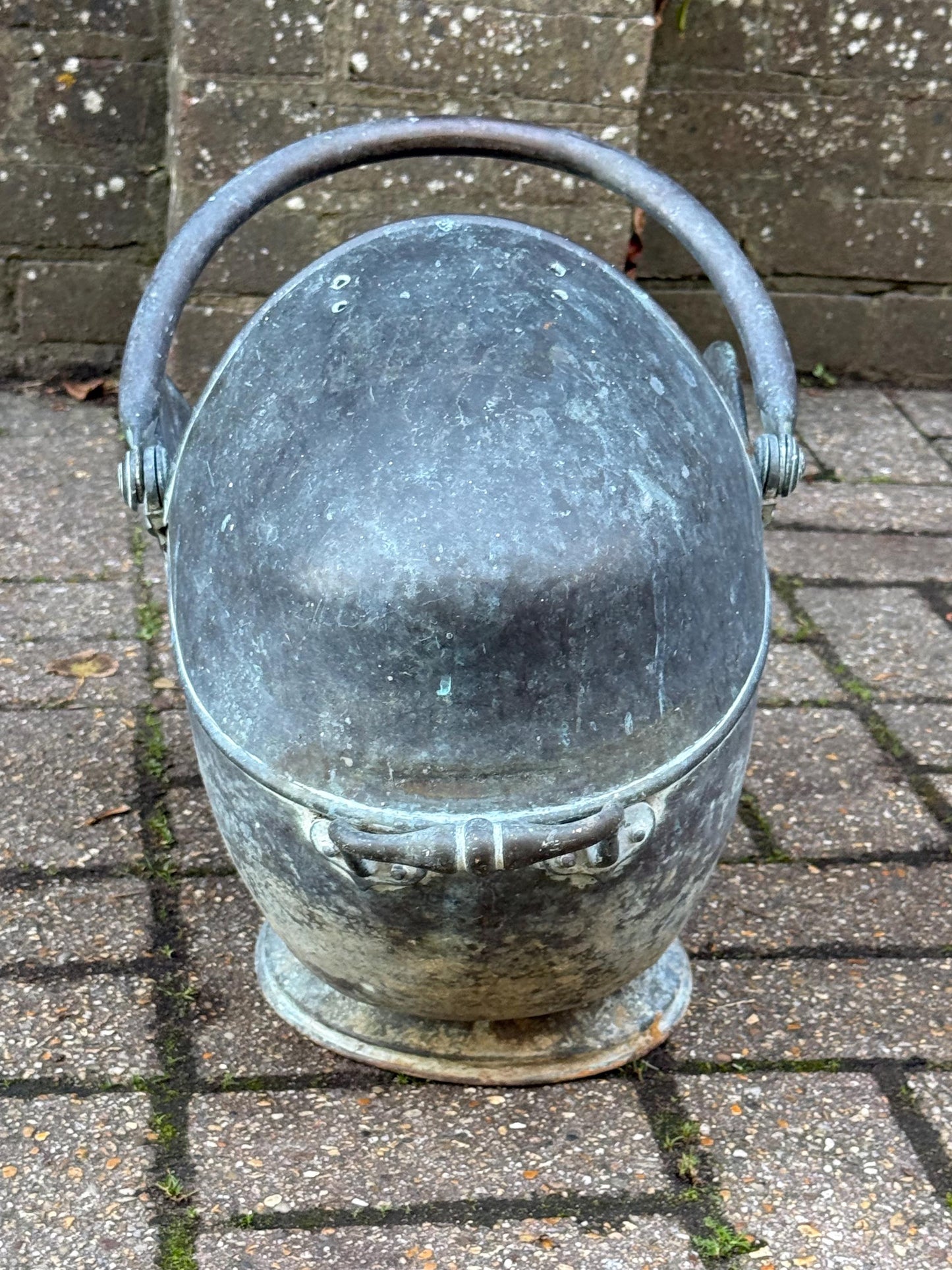 Antique Victorian Copper and Brass Coal Scuttle – 19th Century English Fireside Log Holder, Antique coal bucket, Vintage Planter