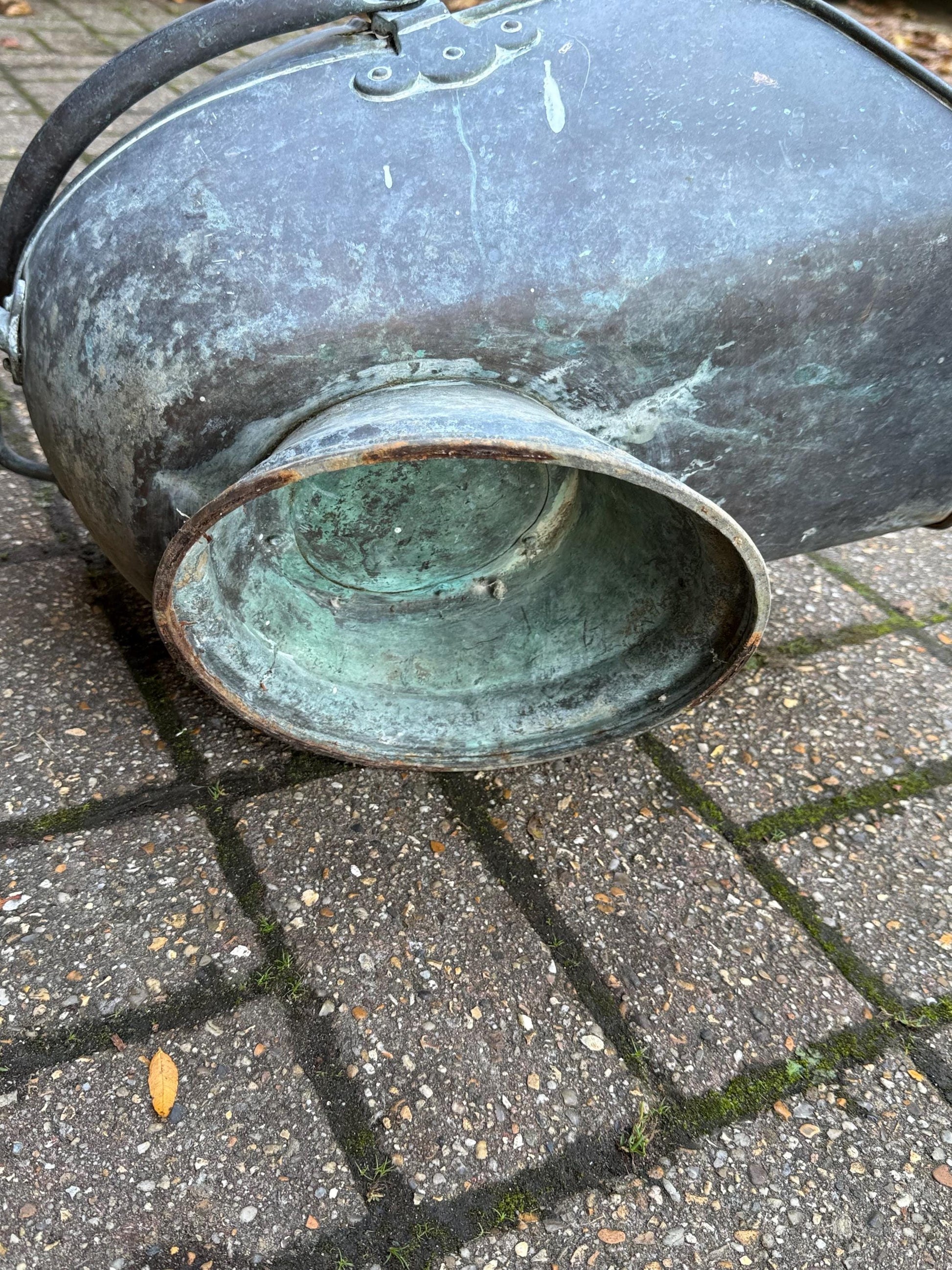 Antique Victorian Copper and Brass Coal Scuttle – 19th Century English Fireside Log Holder, Antique coal bucket, Vintage Planter