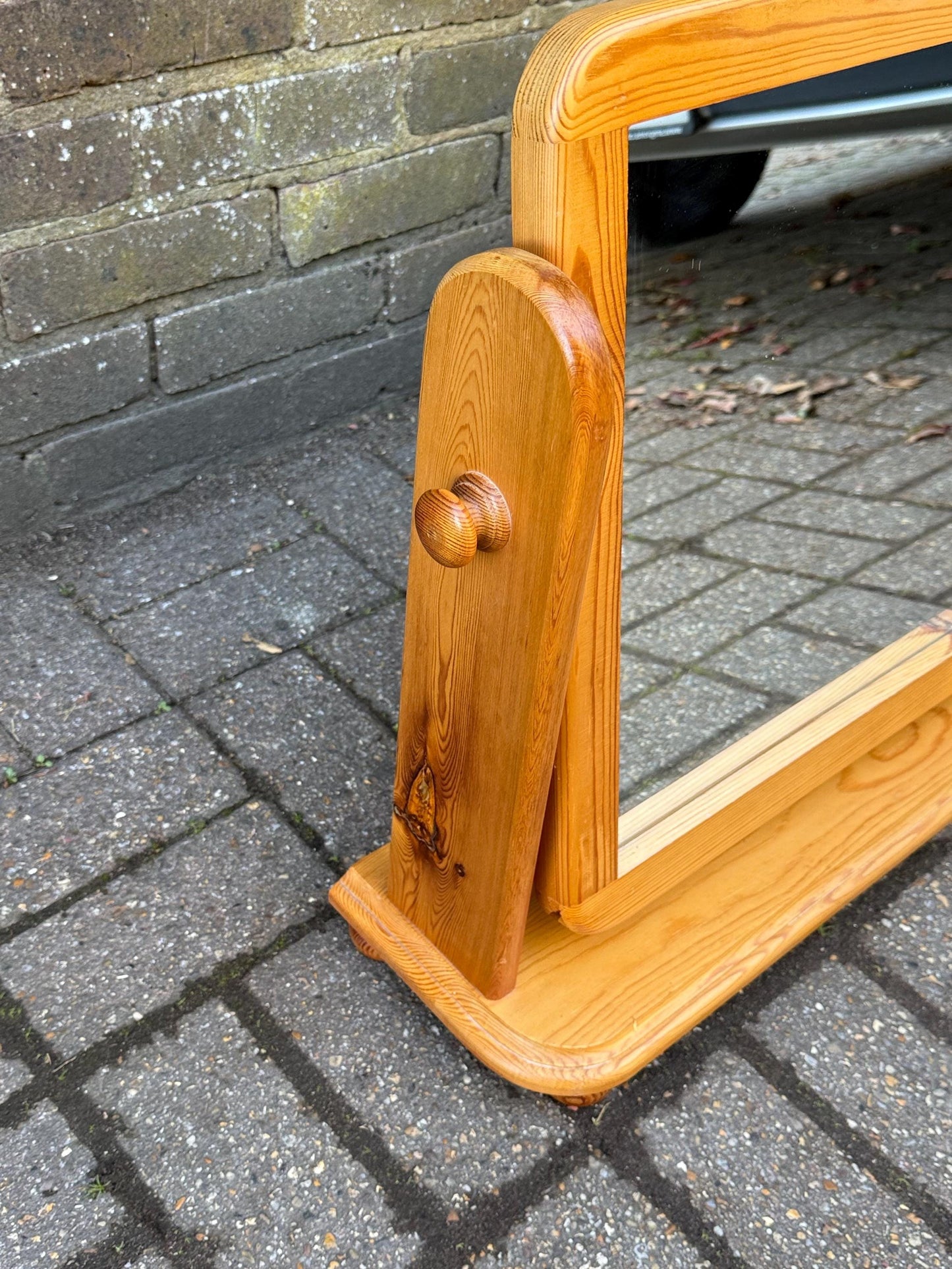 Large and Wide Vintage Pine Dressing Table Mirror, 1980s Scandi Country Vanity Mirror, Rustic Mirror Solid Pine, Retro Decor