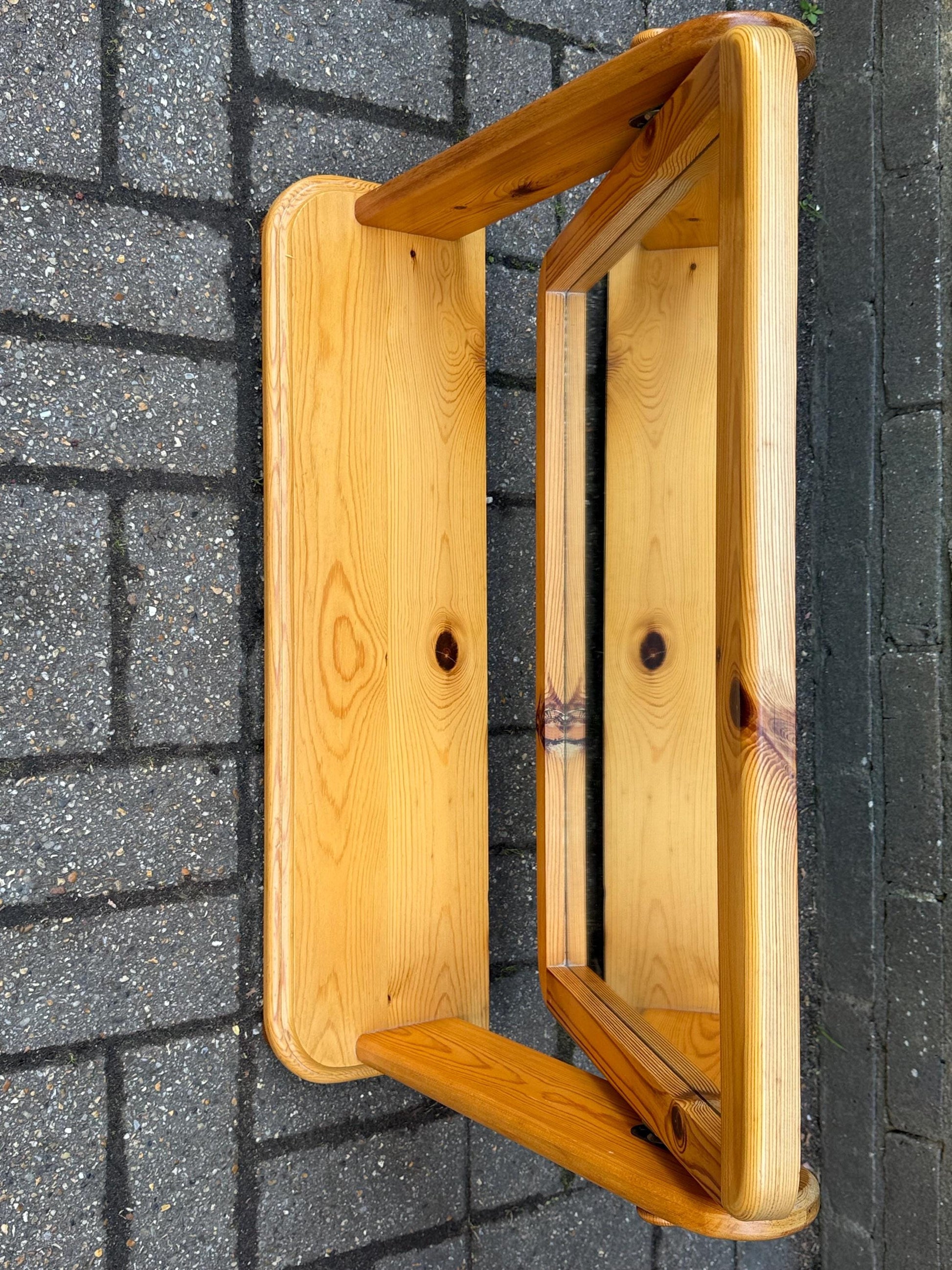 Large and Wide Vintage Pine Dressing Table Mirror, 1980s Scandi Country Vanity Mirror, Rustic Mirror Solid Pine, Retro Decor