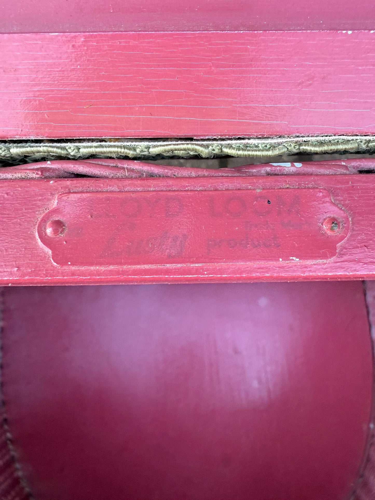 Vintage 1950s Lloyd Loom Laundry Basket – Pink Wicker Storage Chest with Floral Seat, English Mid Century Bedroom Furniture, a project