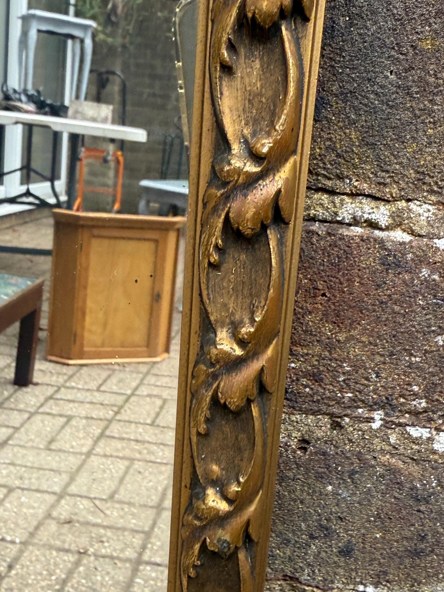 Quality vintage gold painted wooden mirror, large rectangular retro mirror, heavy quality wooden mirror with gold antique finish