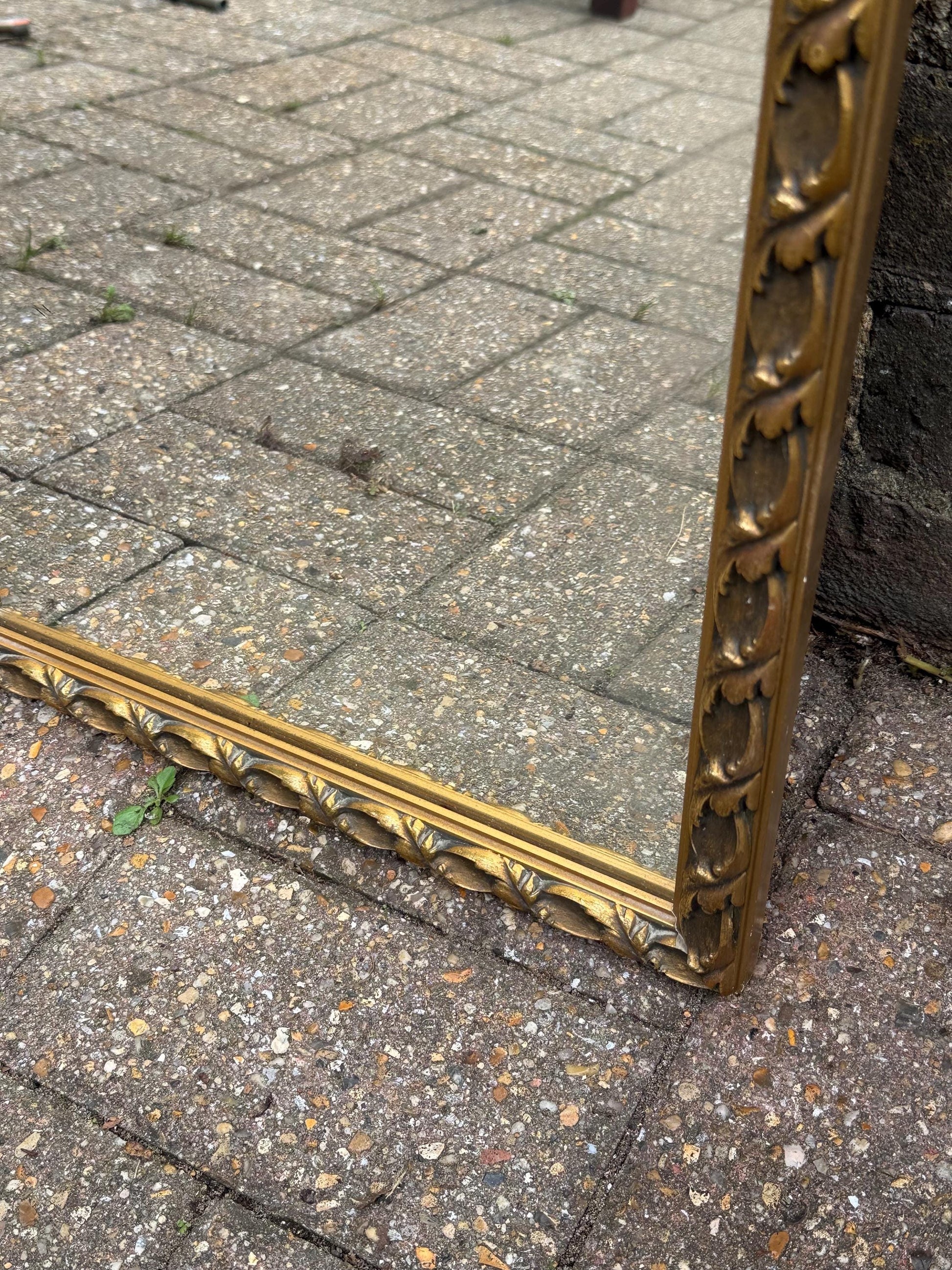 Quality vintage gold painted wooden mirror, large rectangular retro mirror, heavy quality wooden mirror with gold antique finish