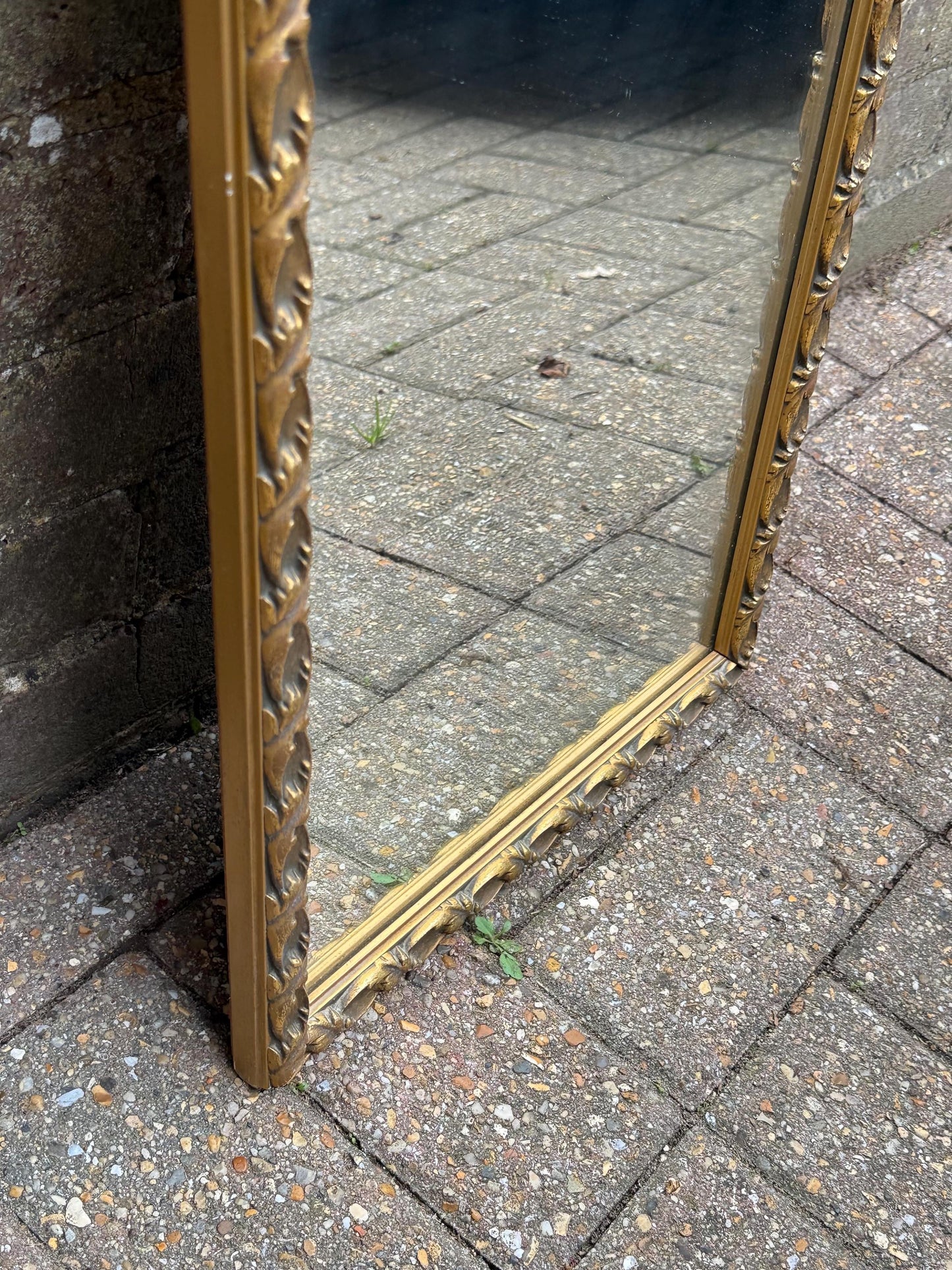 Quality vintage gold painted wooden mirror, large rectangular retro mirror, heavy quality wooden mirror with gold antique finish