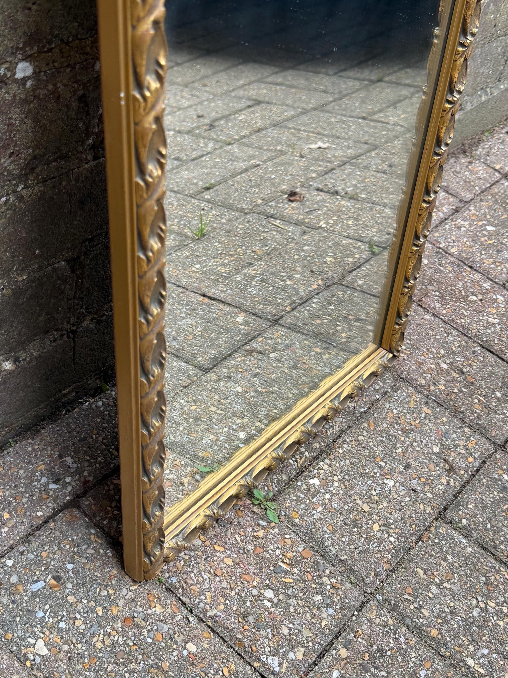 Quality vintage gold painted wooden mirror, large rectangular retro mirror, heavy quality wooden mirror with gold antique finish