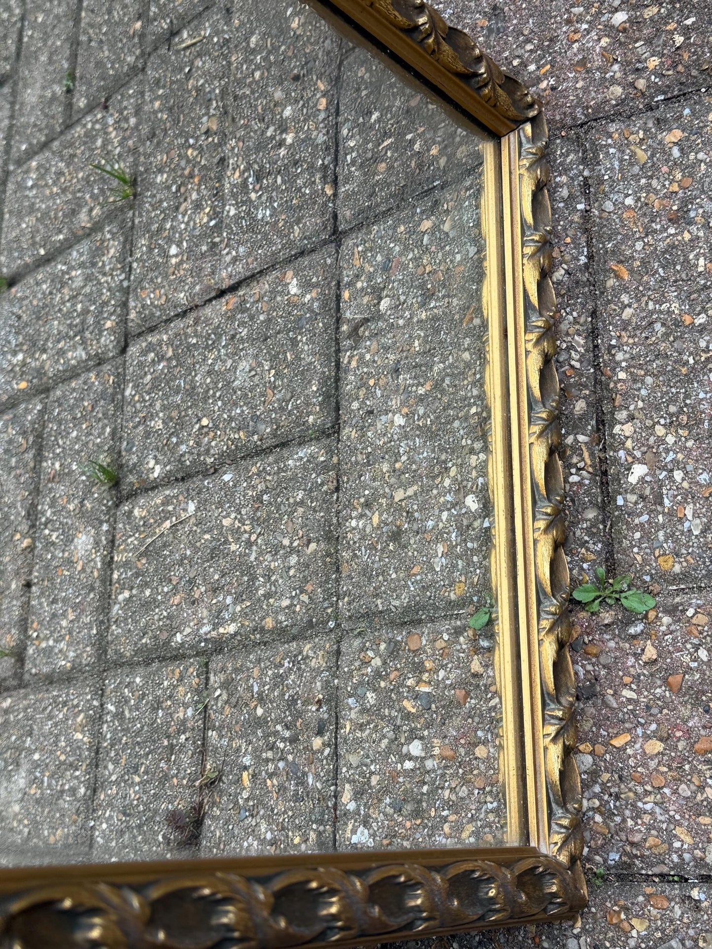 Quality vintage gold painted wooden mirror, large rectangular retro mirror, heavy quality wooden mirror with gold antique finish