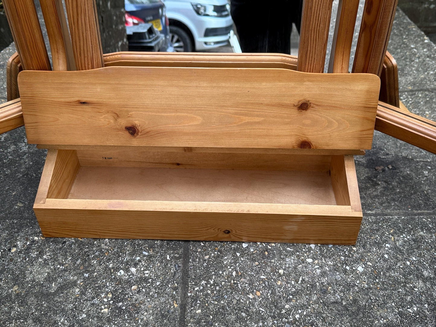 Vintage Pine Triple Vanity Mirror with Drawer – 1980s Country Cottage Dressing Table Mirror, quality vaniuty mirror with drawer