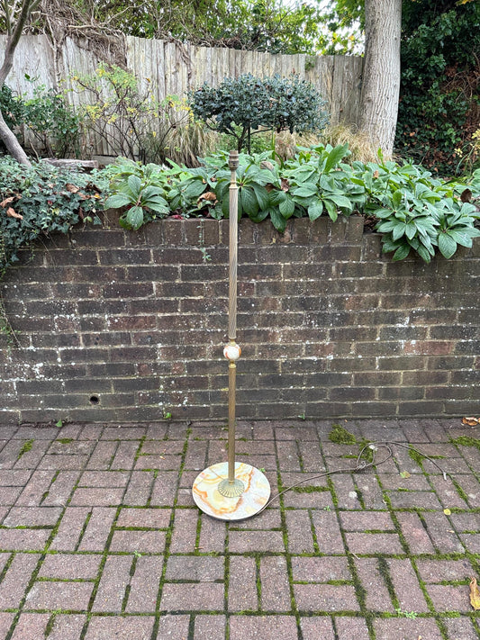 Vintage 1950s Italian Onyx & Brass Floor Lamp – Mid Century Standing Light with Marble Base; PAT tested and working vintage floor lamp