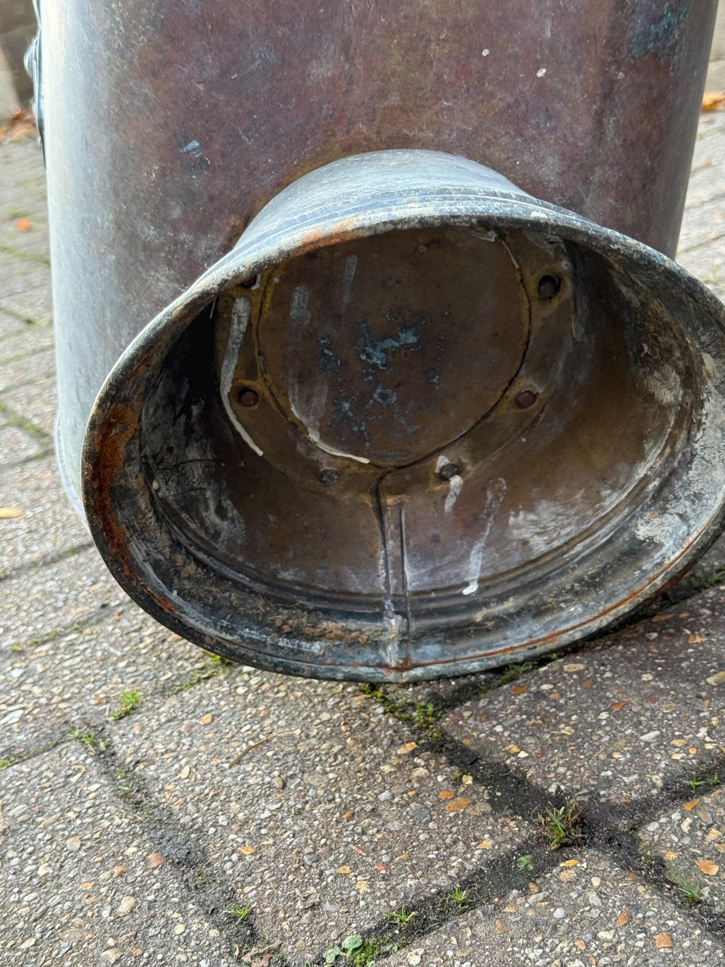 Antique Victorian Copper Coal Scuttle with Brass Handles – 19th Century English Fireside Bucket / Vintage Patinated Copper Planter