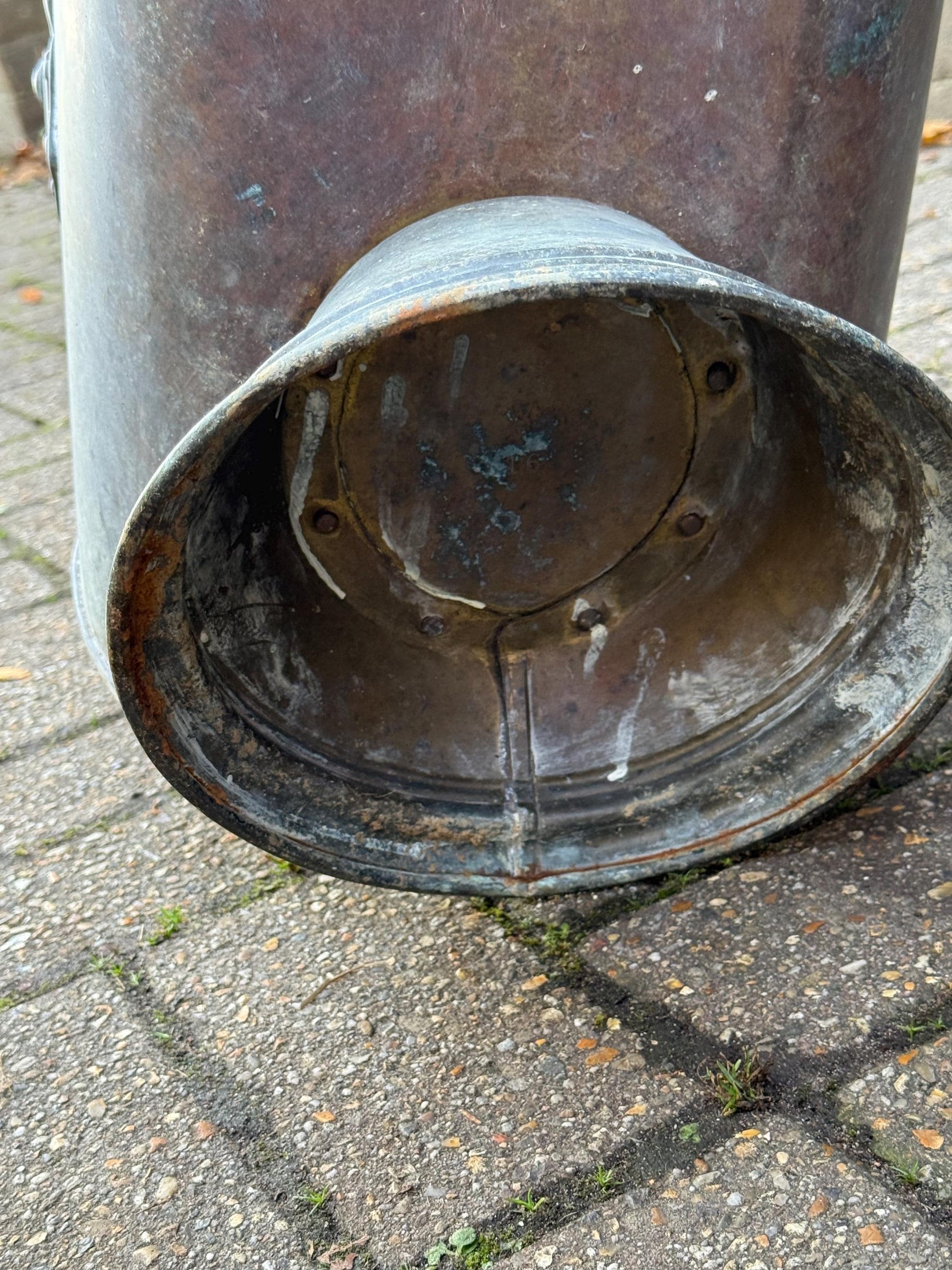 Antique Victorian Copper Coal Scuttle with Brass Handles – 19th Century English Fireside Bucket / Vintage Patinated Copper Planter