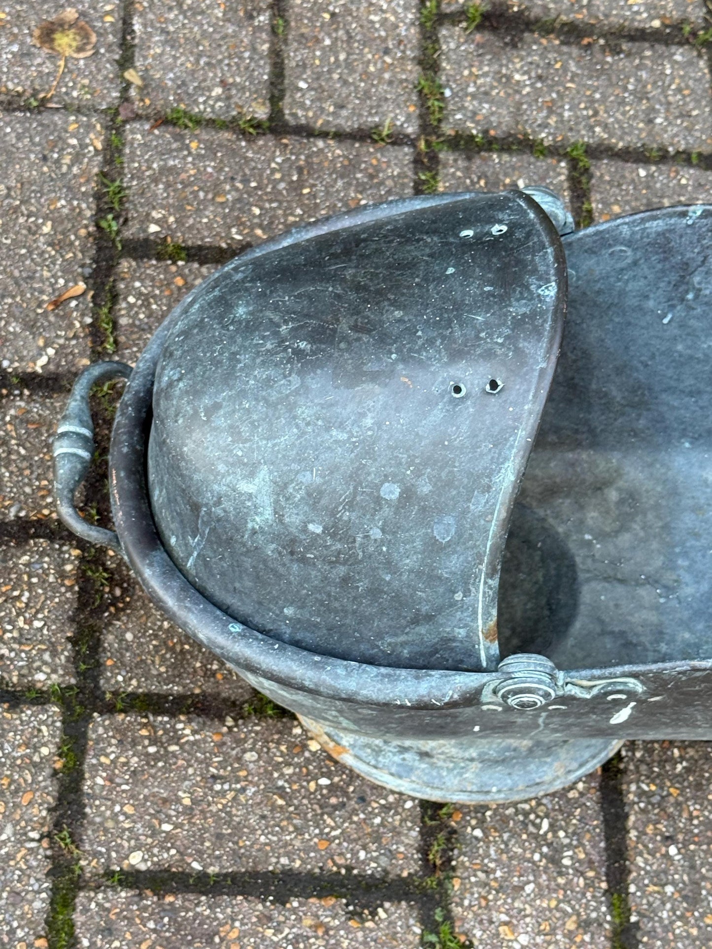 Antique Victorian Copper and Brass Coal Scuttle – 19th Century English Fireside Log Holder, Antique coal bucket, Vintage Planter