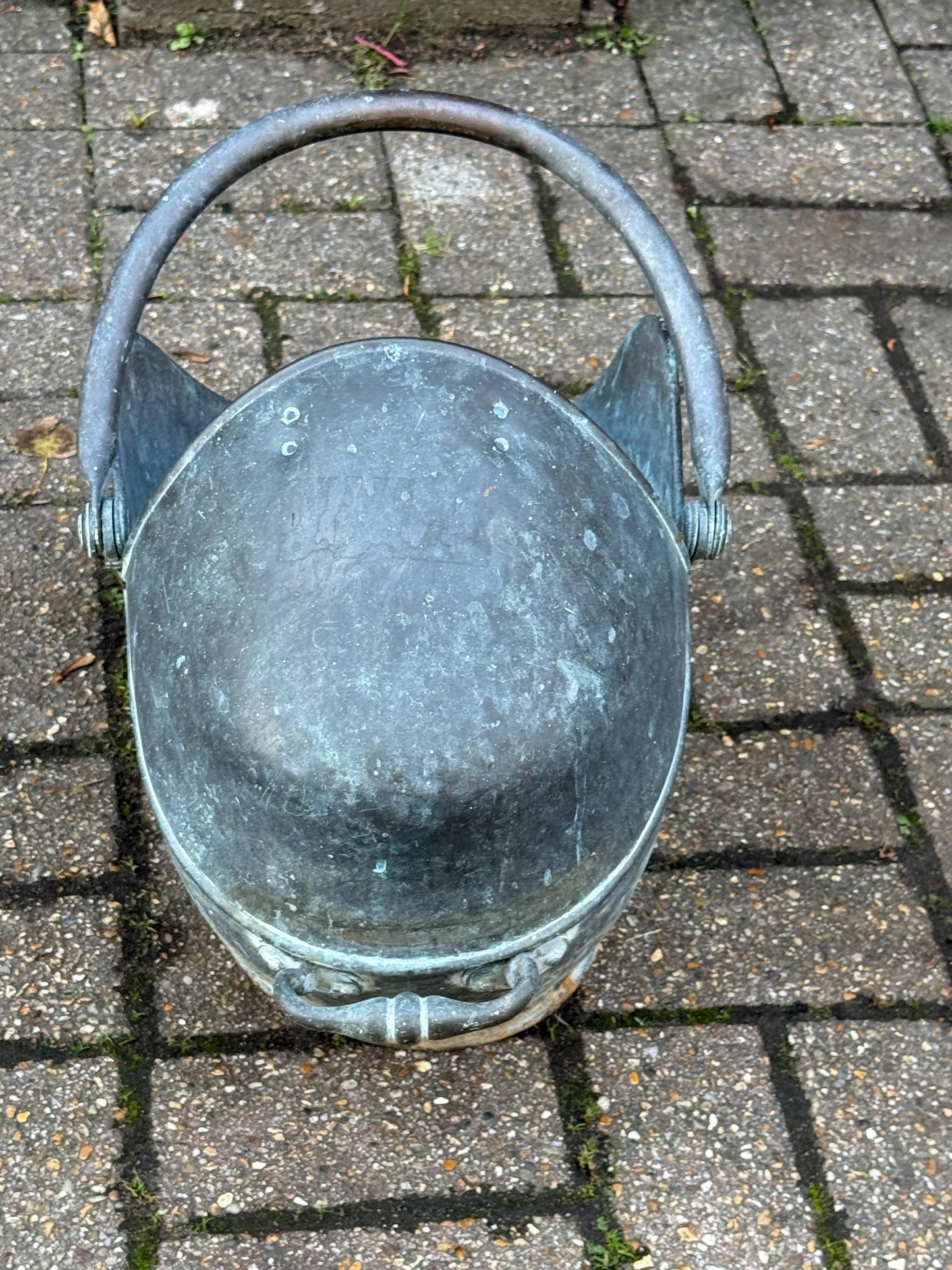 Antique Victorian Copper and Brass Coal Scuttle – 19th Century English Fireside Log Holder, Antique coal bucket, Vintage Planter