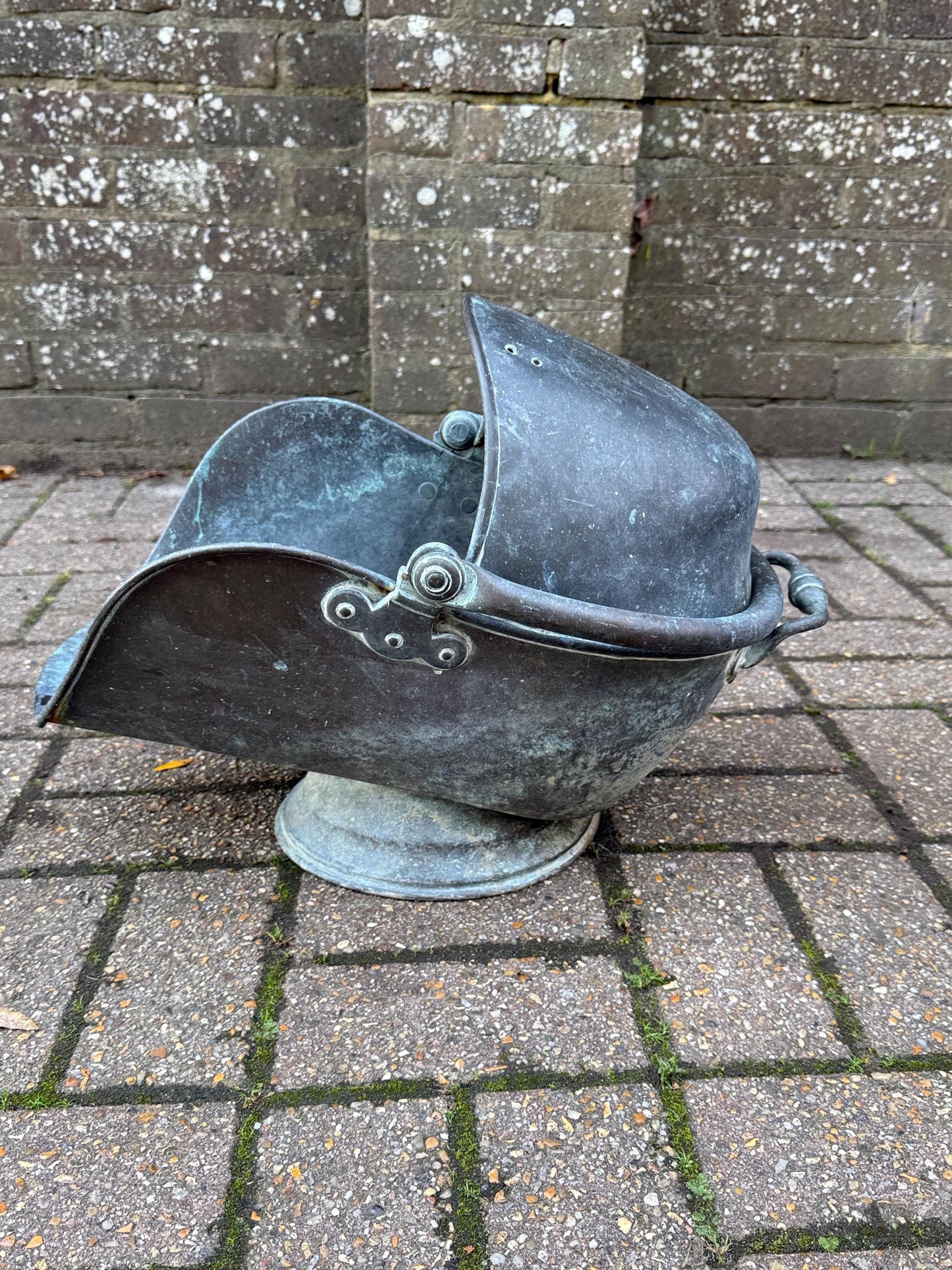 Antique Victorian Copper and Brass Coal Scuttle – 19th Century English Fireside Log Holder, Antique coal bucket, Vintage Planter