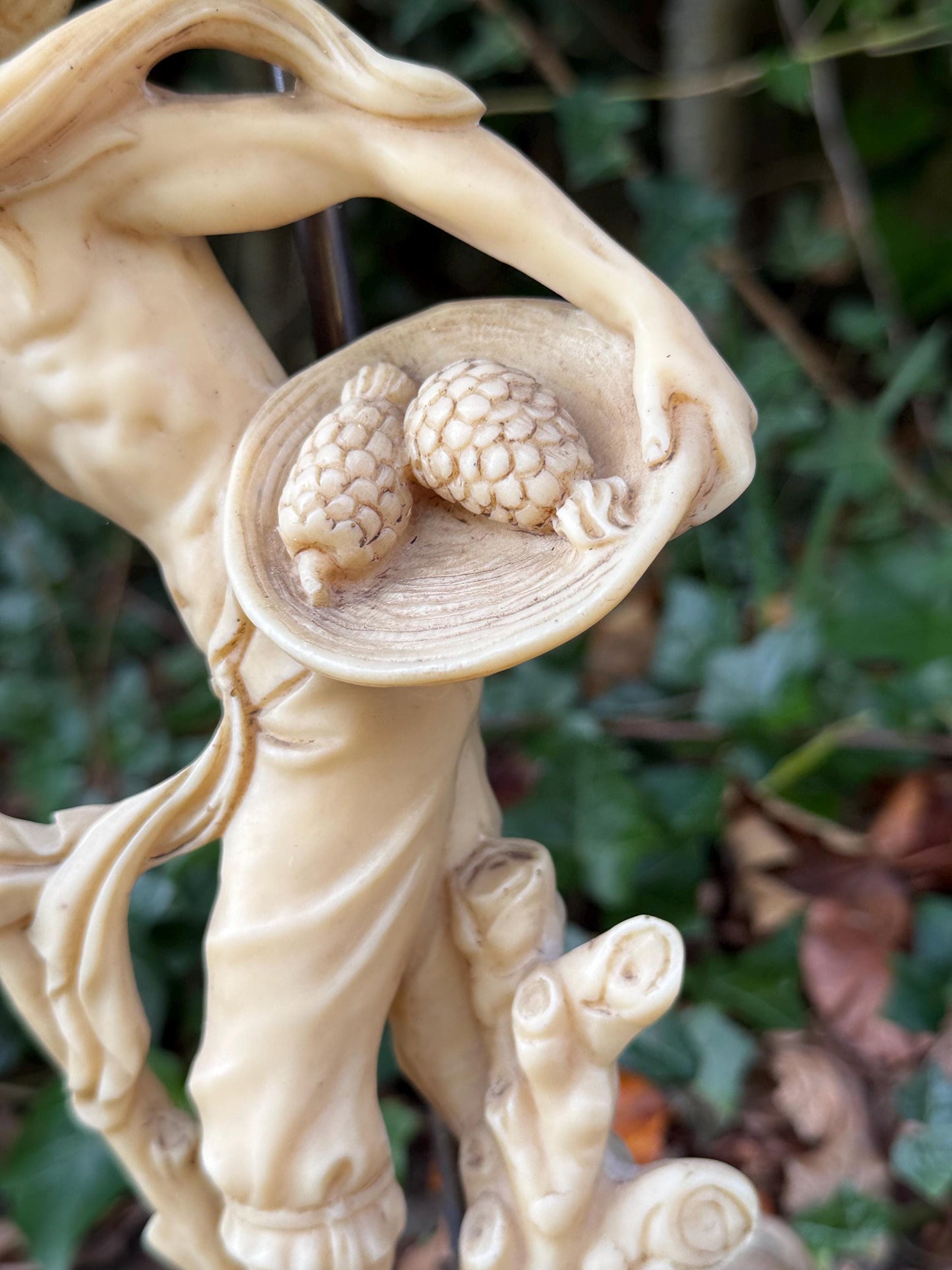 Vintage 1960s Oriental-Style, Oriental Man with baskets of produce, Resin Lamp with Fabric Shade - VGC, working retro lamp, original shade