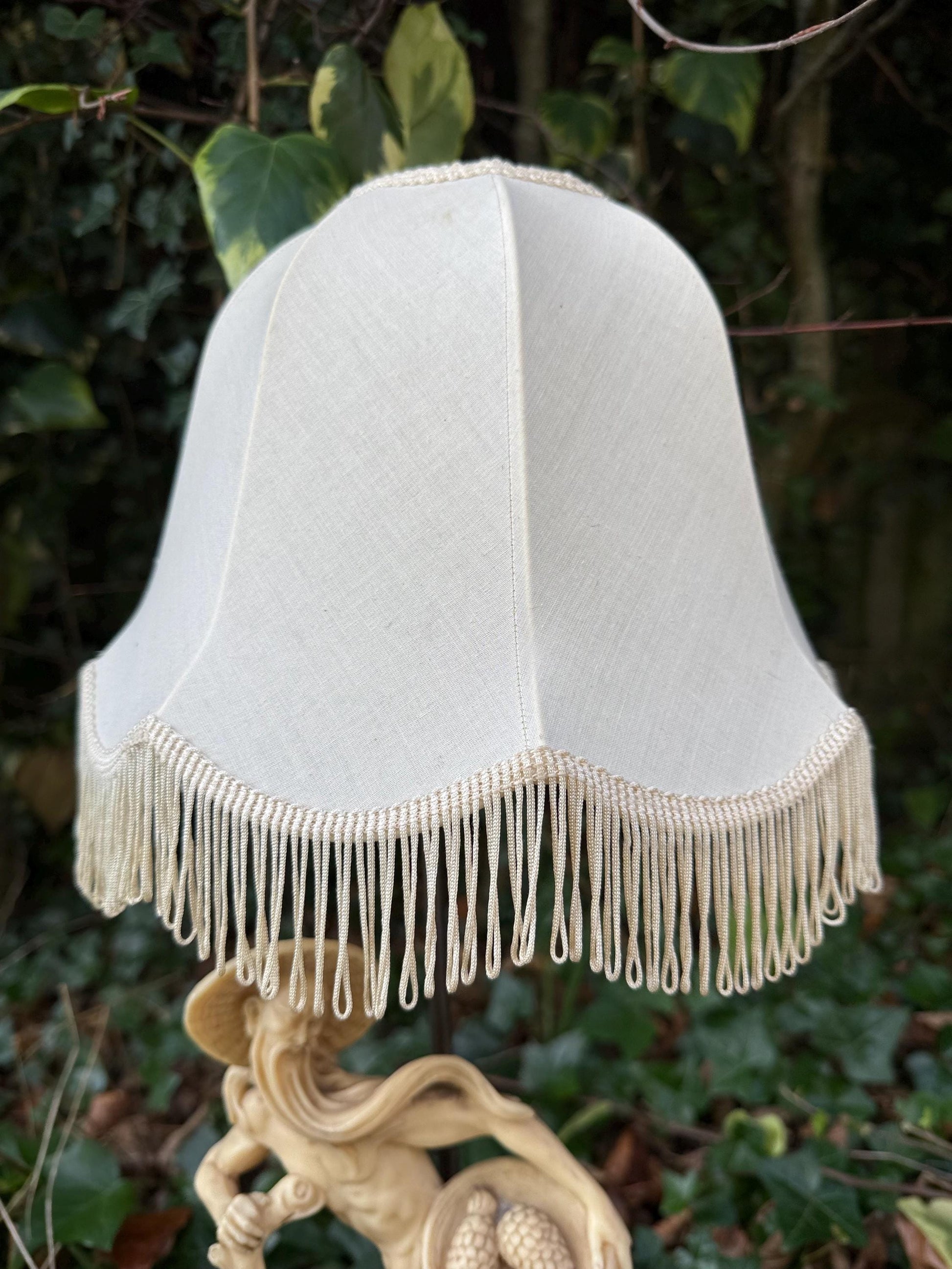 Vintage 1960s Oriental-Style, Oriental Man with baskets of produce, Resin Lamp with Fabric Shade - VGC, working retro lamp, original shade