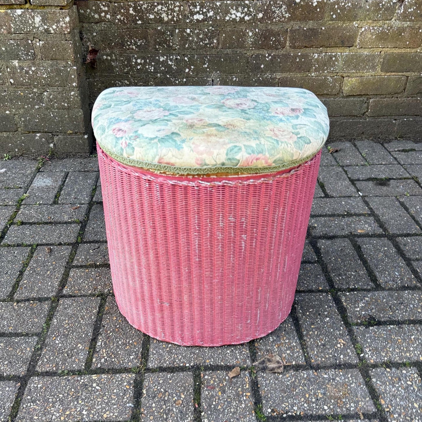 pink lloyd loom basket laundry basket; pink linen basket