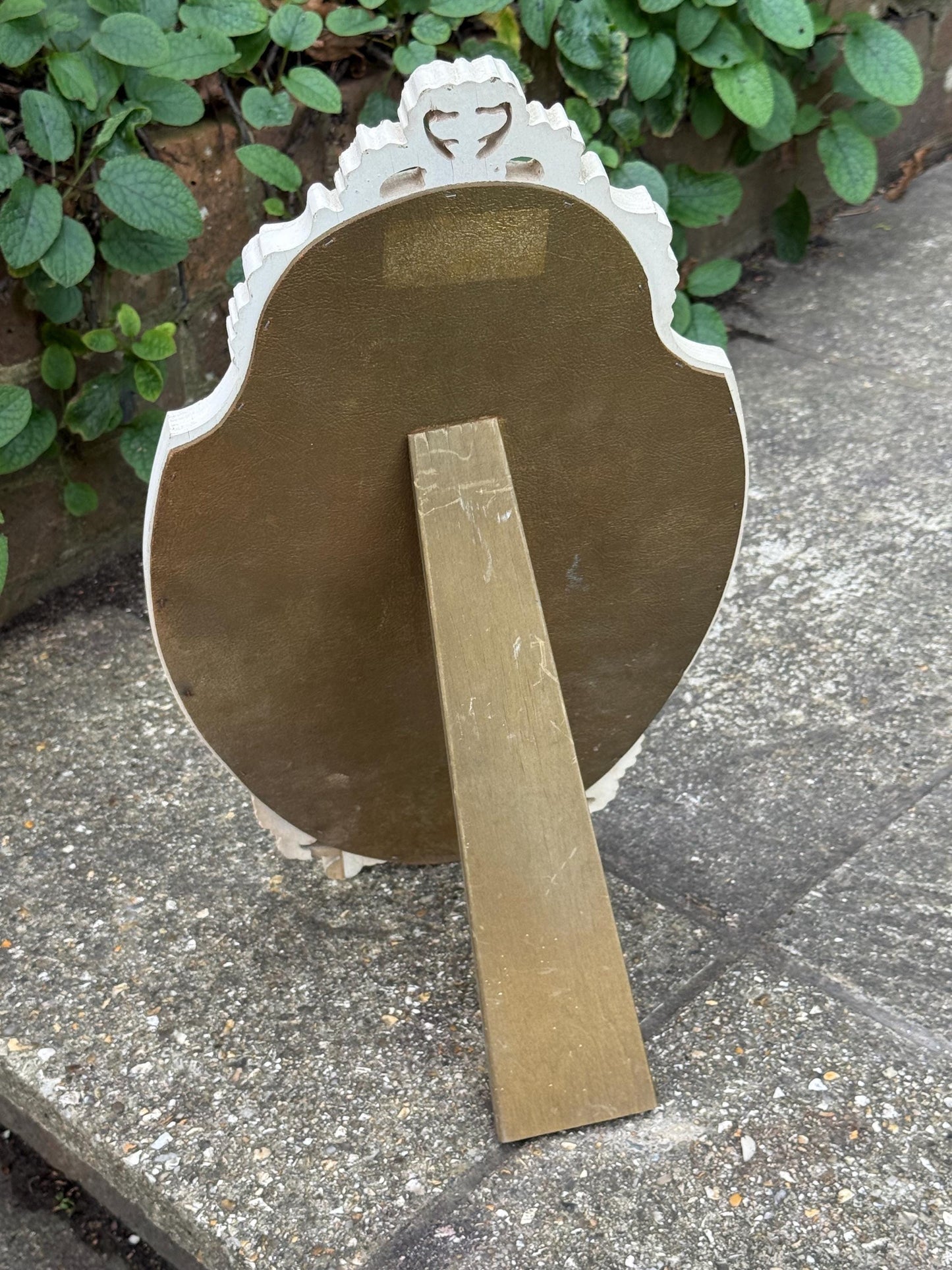 Vintage Ornate Rococo Style Dressing Table Mirror – 1960s Cream Painted Oval Vanity Mirror, ornate decorative Floral Detail, Baroque Decor