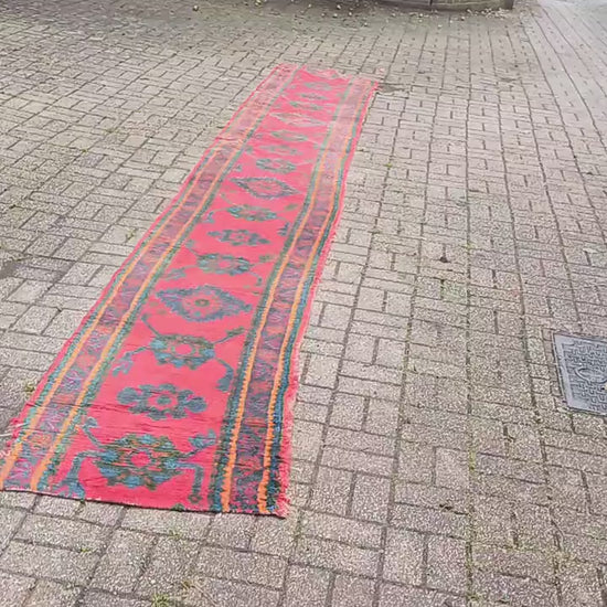 Charming Bohemian Age Worn Early 20th Century Vintage Rug Runner Beautiful Colours Shabby Chic 515 x 70 cm