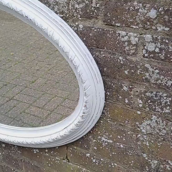 Huge Vintage Painted Shabby Chic Wall or Over Mantel Mirror Bespoke Upcycled. Farrow and Ball Wimborne White.