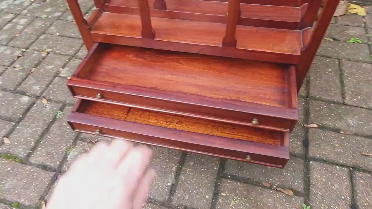 Teak Magazine Rack Canterbury Two Drawers.