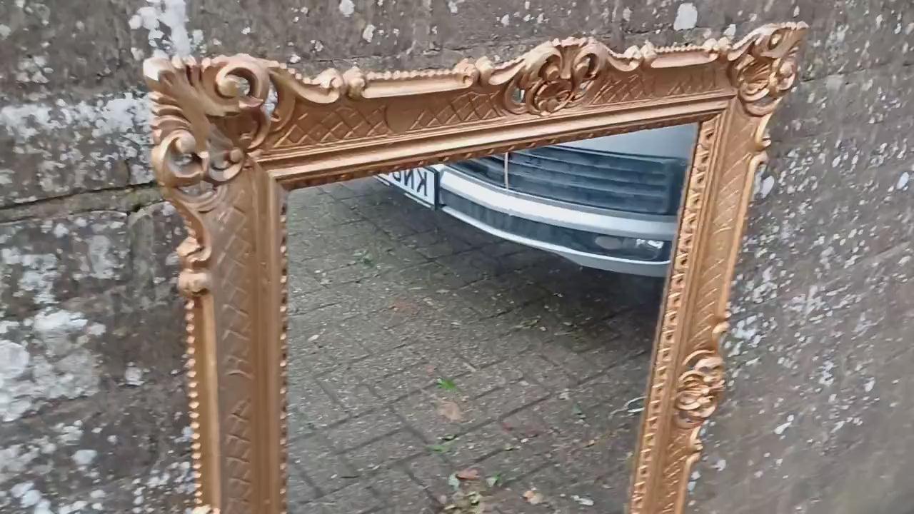 Huge 1970s Ornate Decorative Gold Gilt Wall Mirror