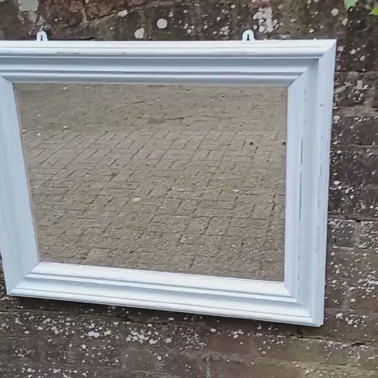 Huge Vintage Painted Shabby Chic Wall or Over Mantel Mirror Bespoke Upcycled. Farrow and Ball Light Blue
