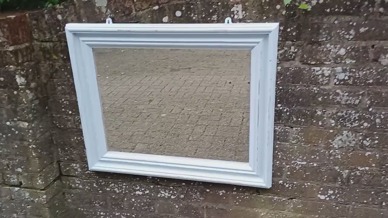 Huge Vintage Painted Shabby Chic Wall or Over Mantel Mirror Bespoke Upcycled. Farrow and Ball Light Blue