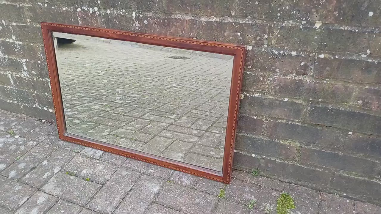 Top Quality Vintage Edwardian Inlaid Mahogany Frame Thick Bevelled Glass