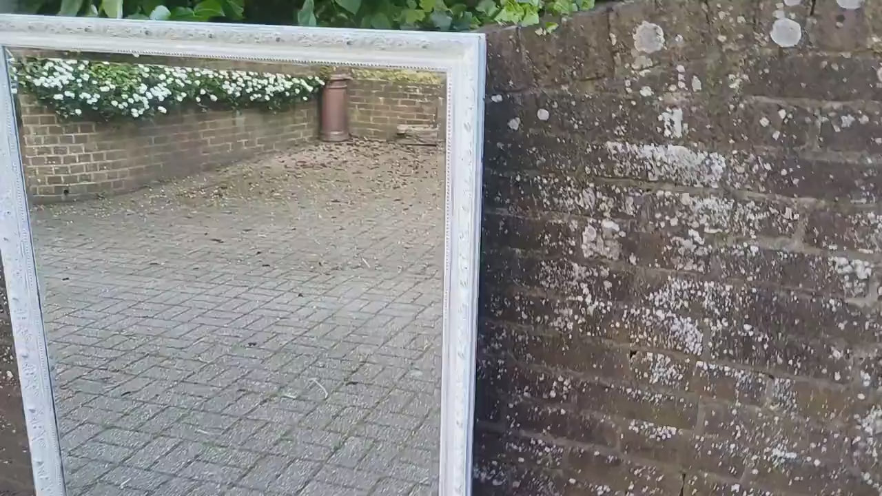 Huge Vintage Painted Shabby Chic Wall or Over Mantel Mirror Bespoke Upcycled. 132 x 102 cm