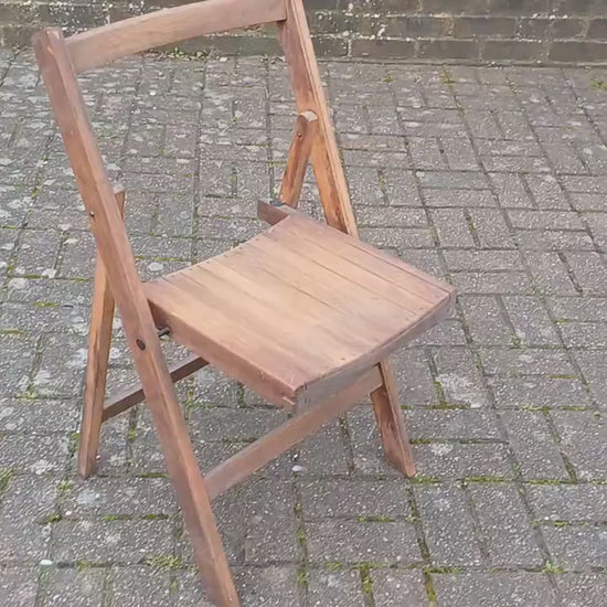 Pre-War Vintage Solid Beech Folding Chair Inside or Garden