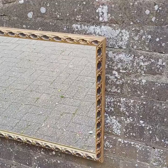 Large Vintage 60s Gold and Black Ornate Wall Mirror.